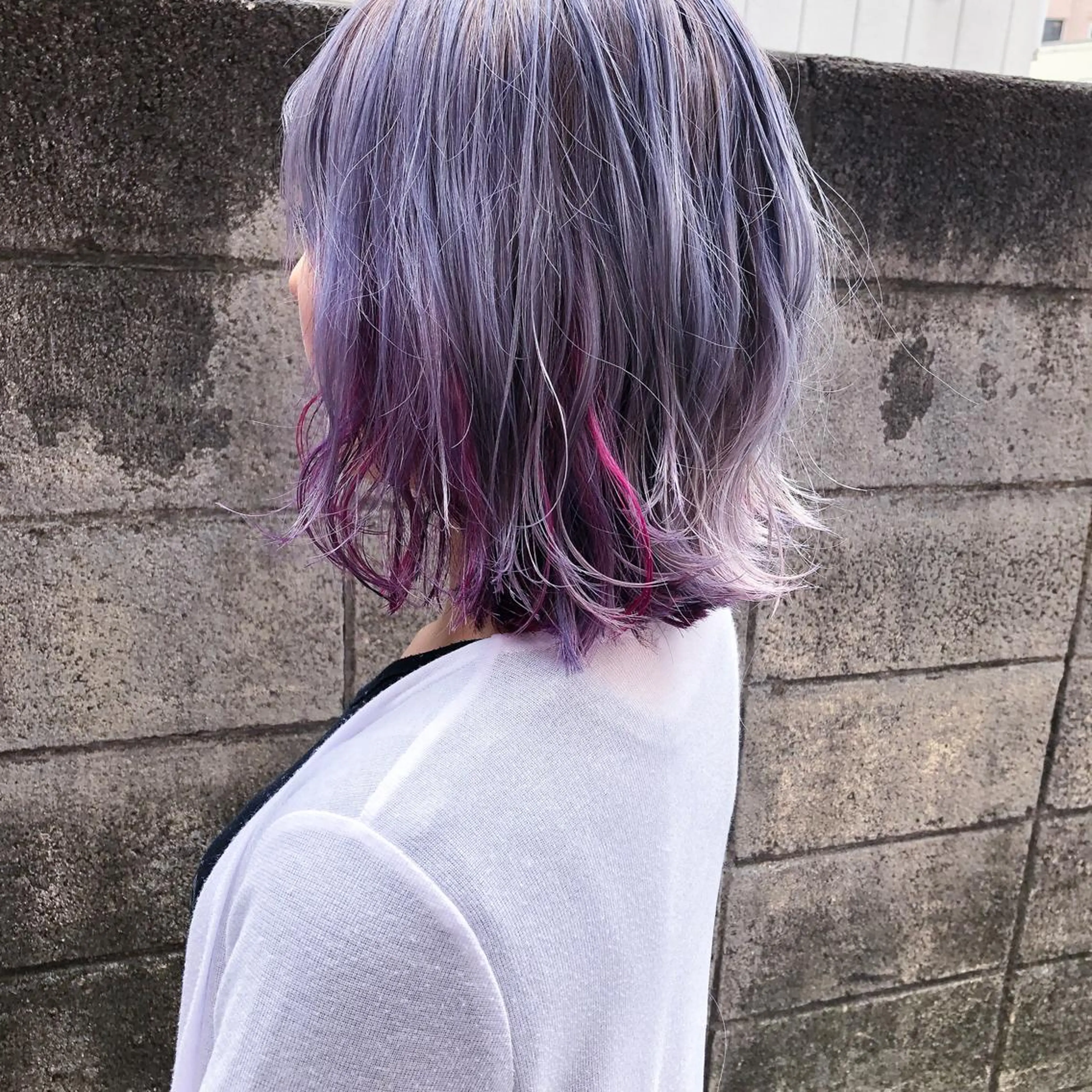 ミディアム カラー ブリーチ ピンクカラー パープルカラー ユニコーンカラー 髪質改善、エクステ 山口卓哉のヘアスタイル