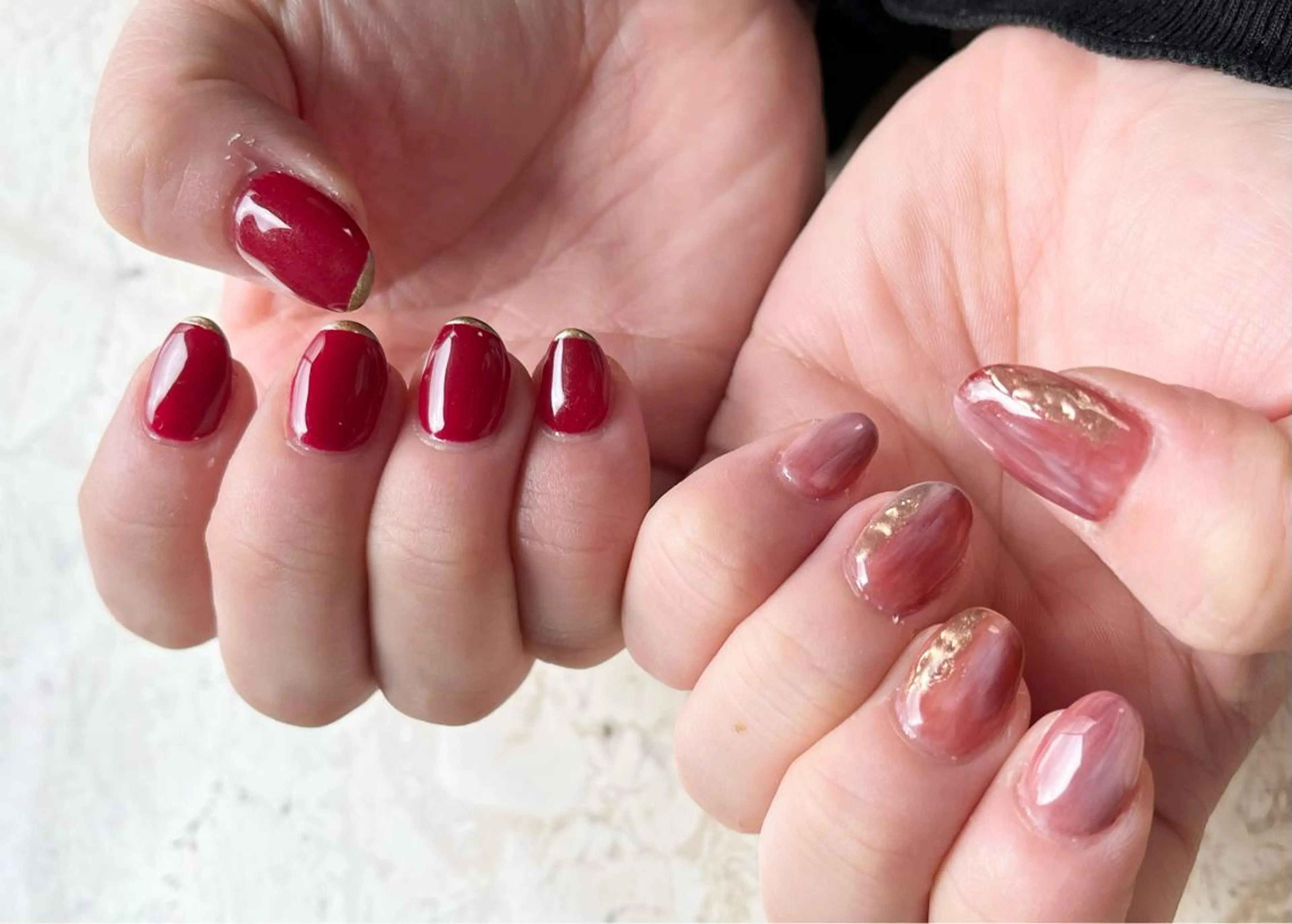 ネイル ボルドー クリアネイル ジェルネイル 氷ネイル・うるうるネイル 韓国ネイル mieux IZUMiのネイルデザイン