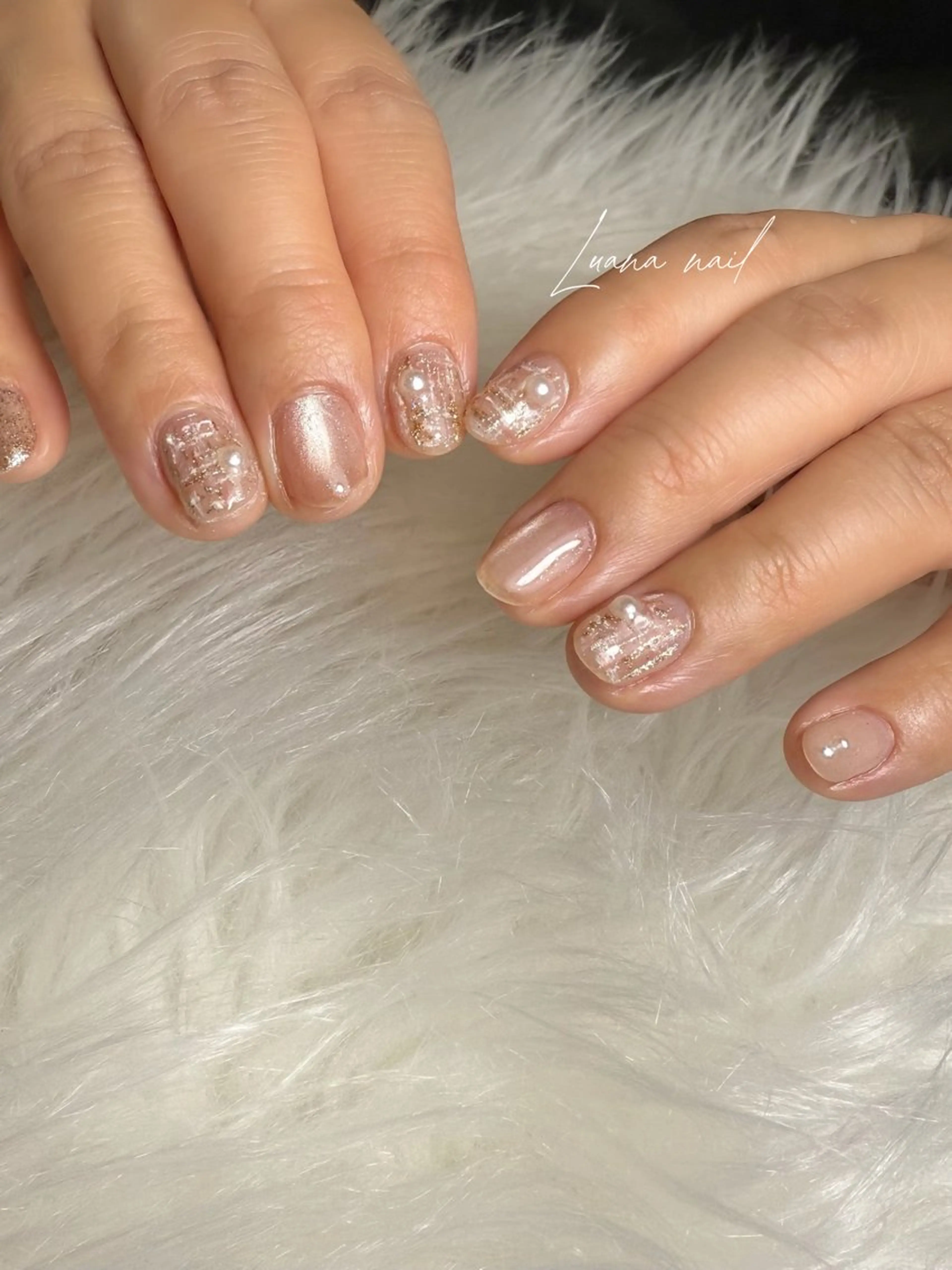 ネイル シンプルネイル ツイードネイル Luana nailのネイルデザイン