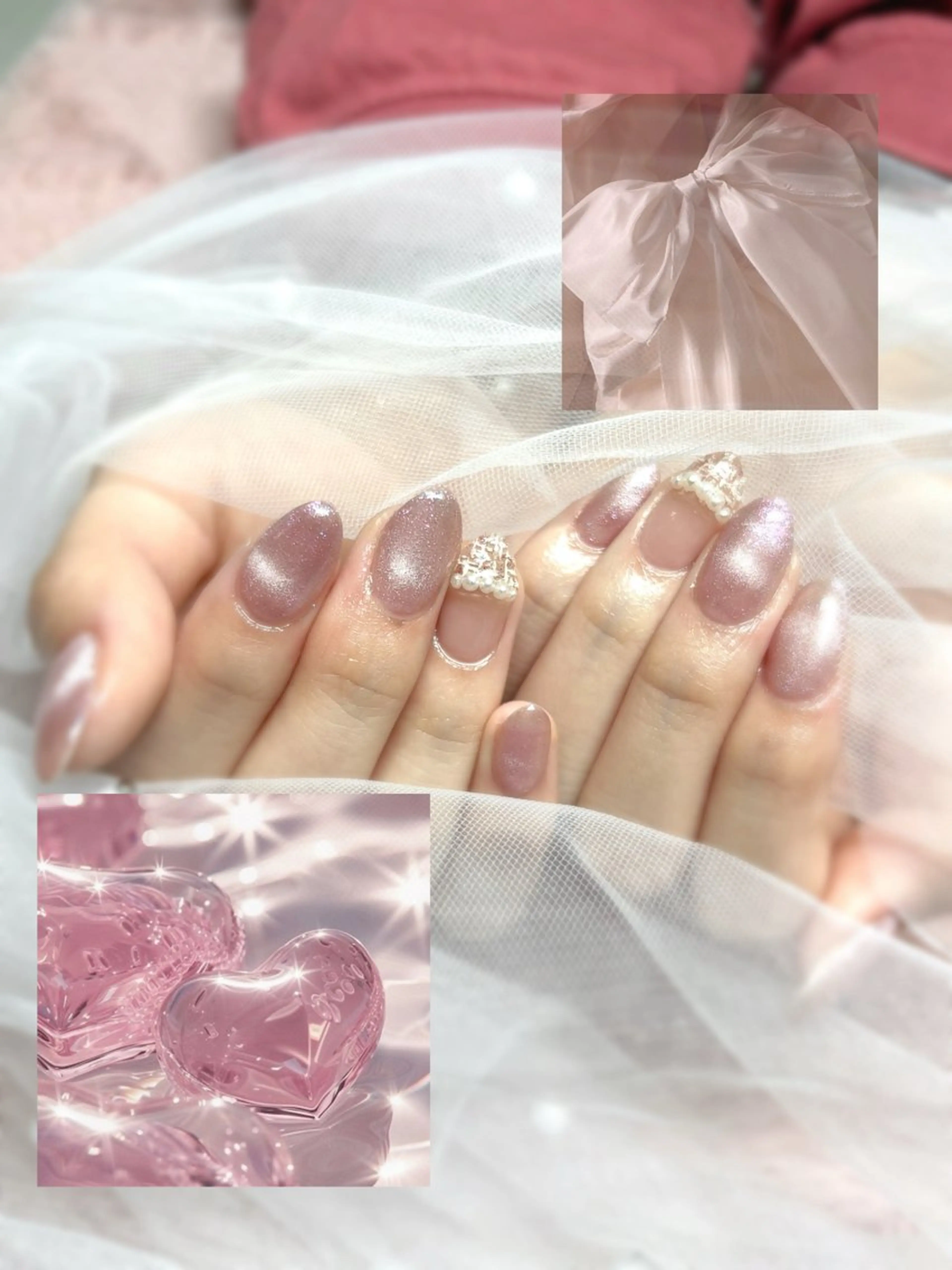 ネイル マグネットネイル ツイードネイル ハンドネイル Nail Salon RiLion所属・kaho  🧸🎀 RiLionのネイルデザイン