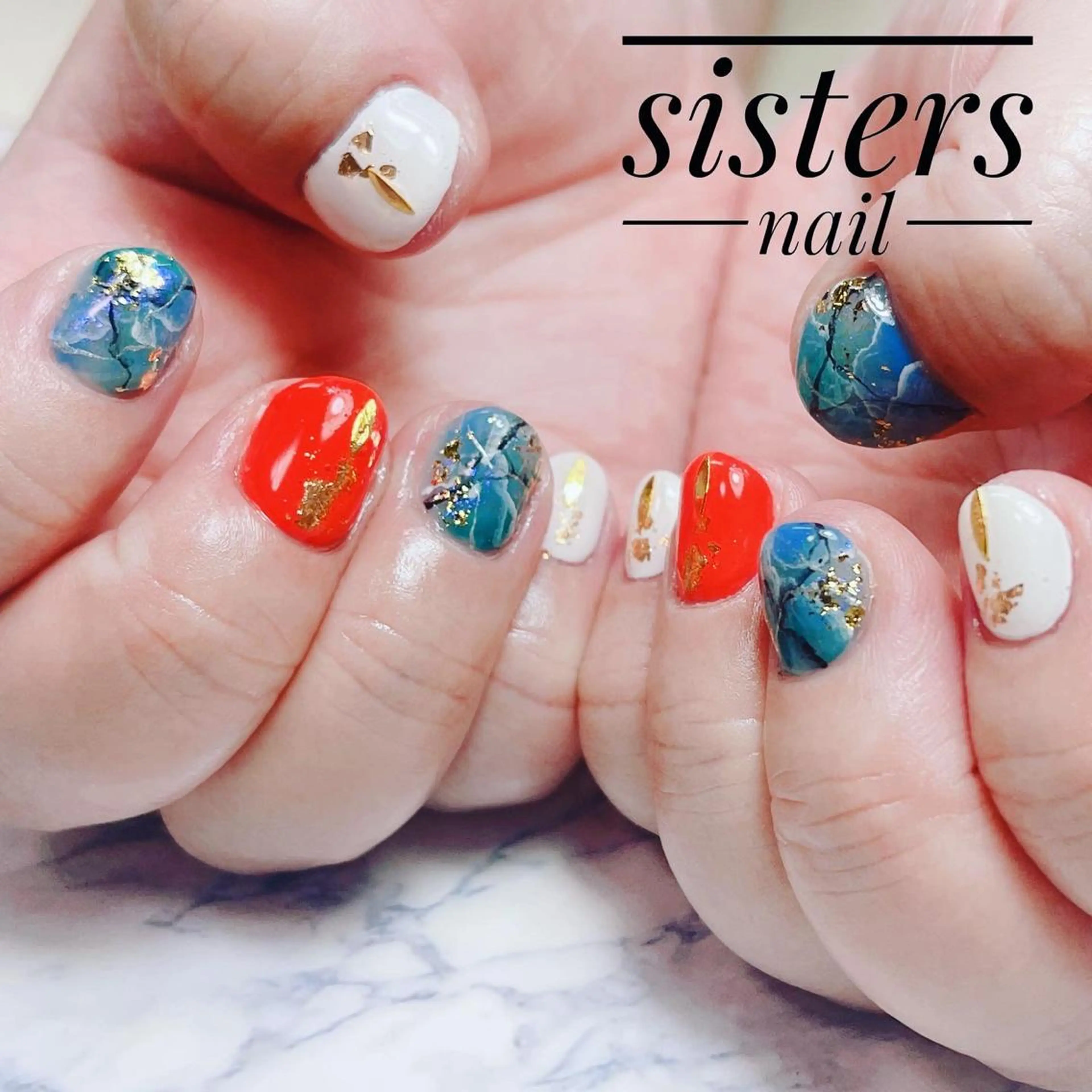ネイル アートネイル ショートネイル 夏ネイル ハンドネイル ハンドケア sisters nail.fのネイルデザイン