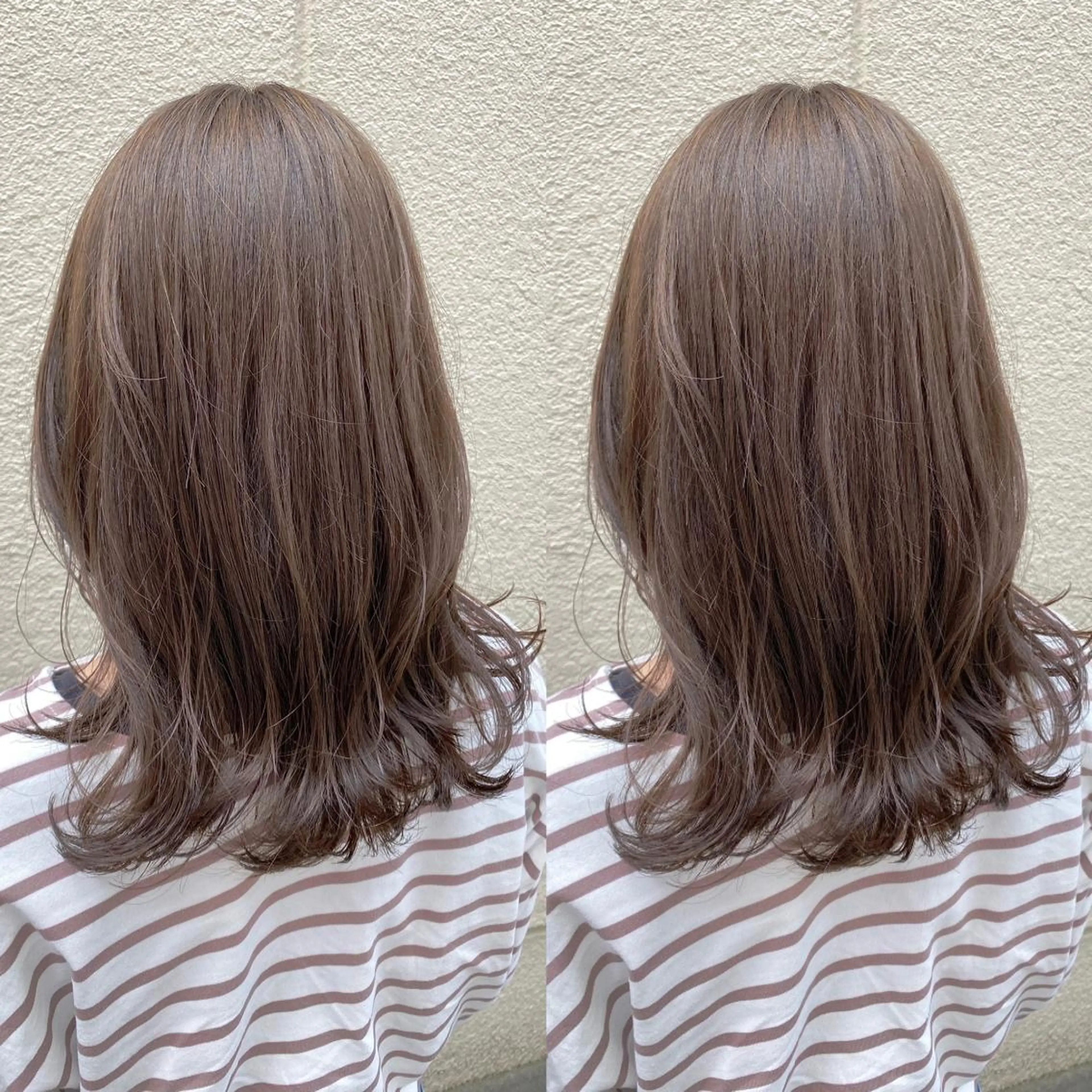 ミディアム カット ヘアカラー トリートメント レイヤーカット /透明感カラー西田のヘアスタイル