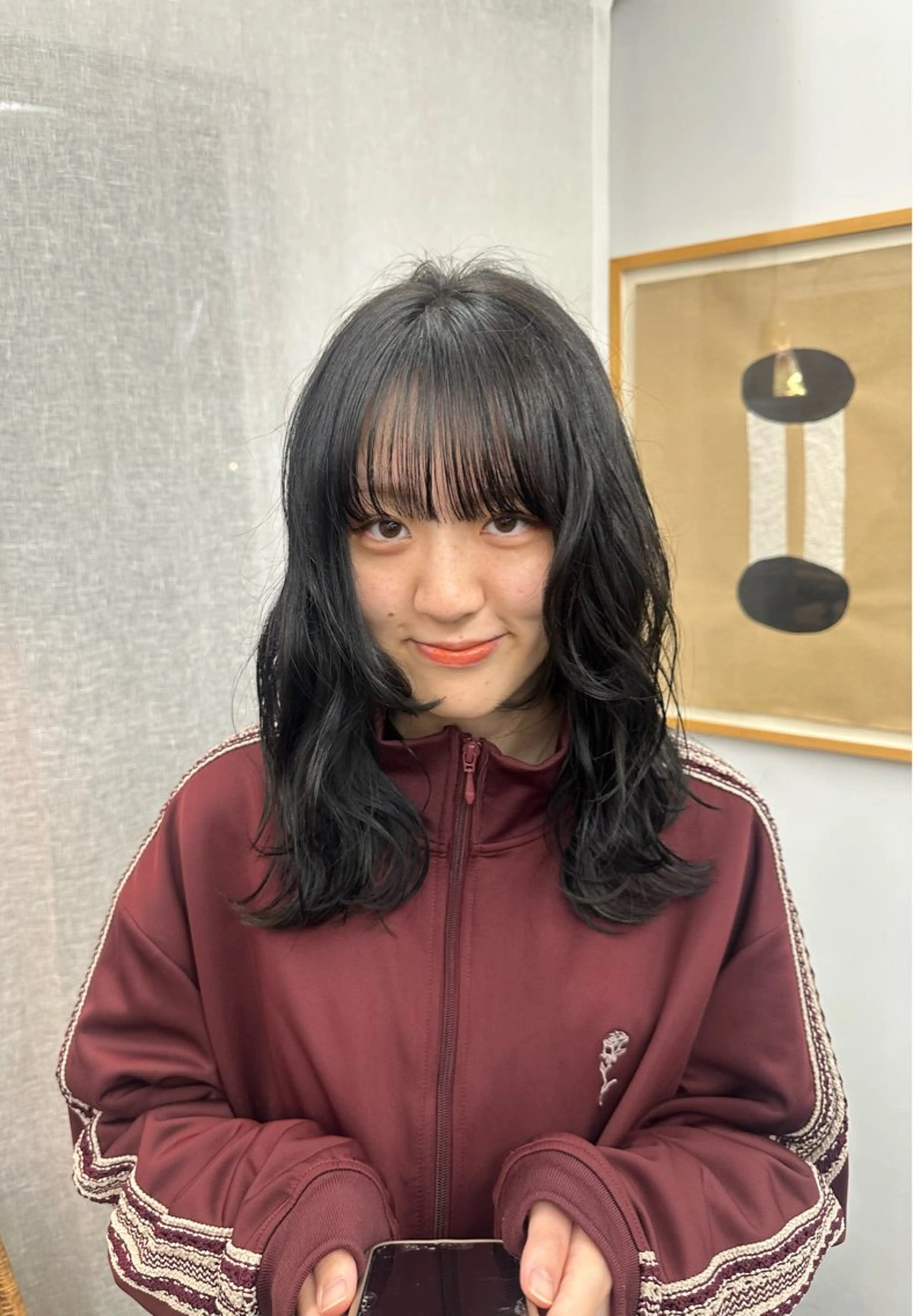 セミロング カラー 黒髪 タナベ リオ / 横浜のヘアスタイル