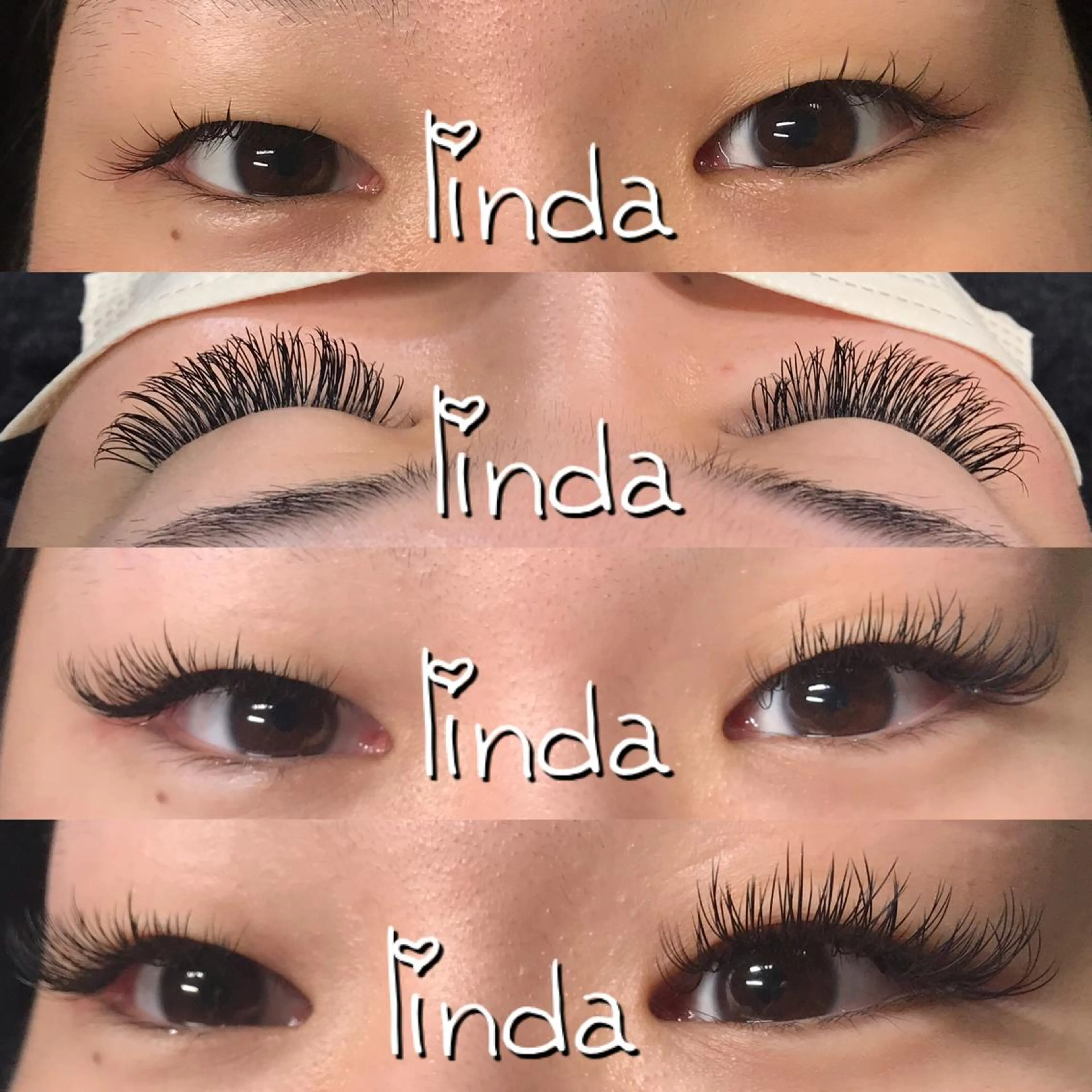 マツエク・マツパ 付け放題 フラットラッシュ linda lashesのマツエク・マツパデザイン