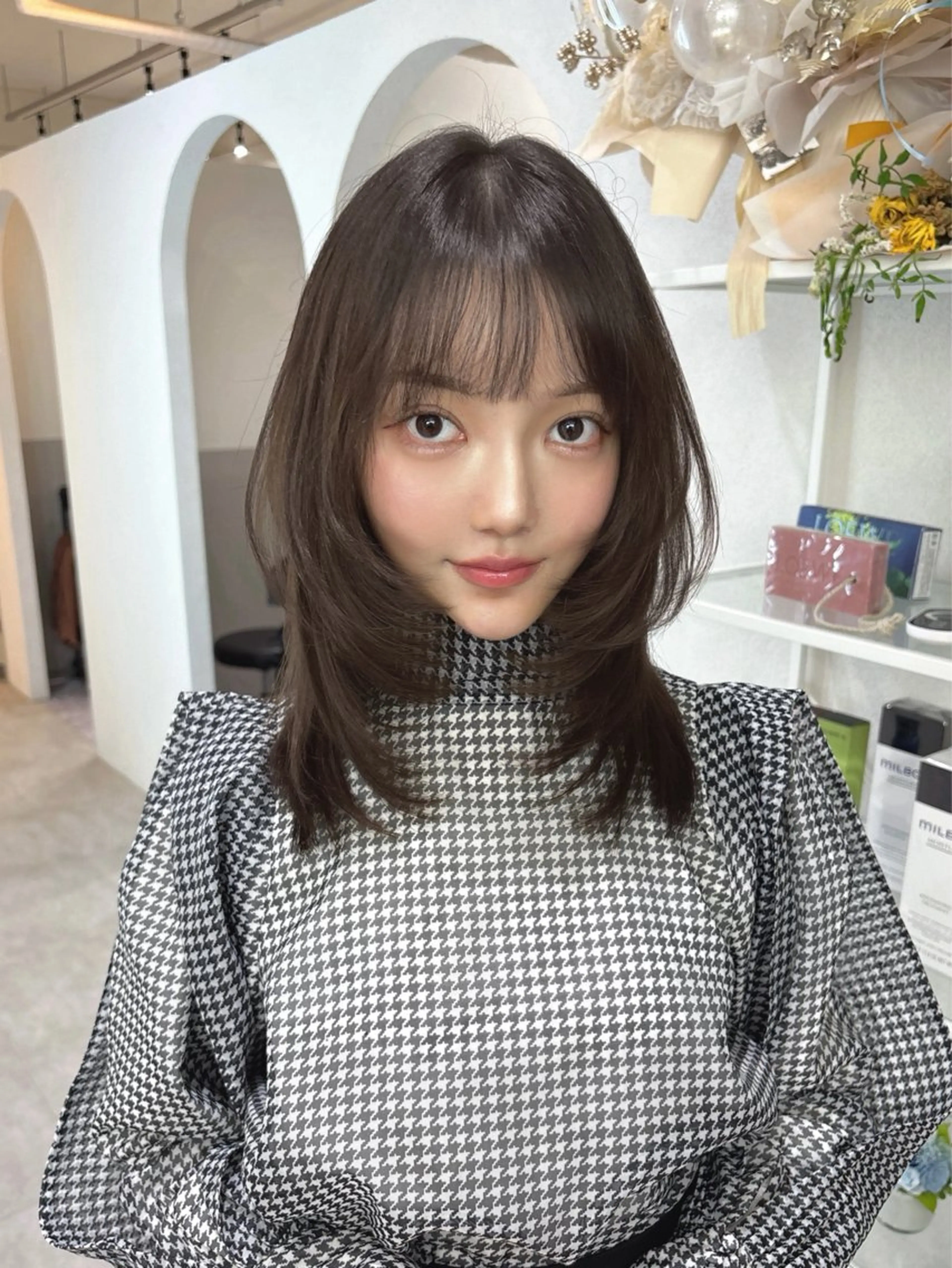 ミディアム カラー 韓国レイヤー透明感 カラーヨウスケのヘアスタイル