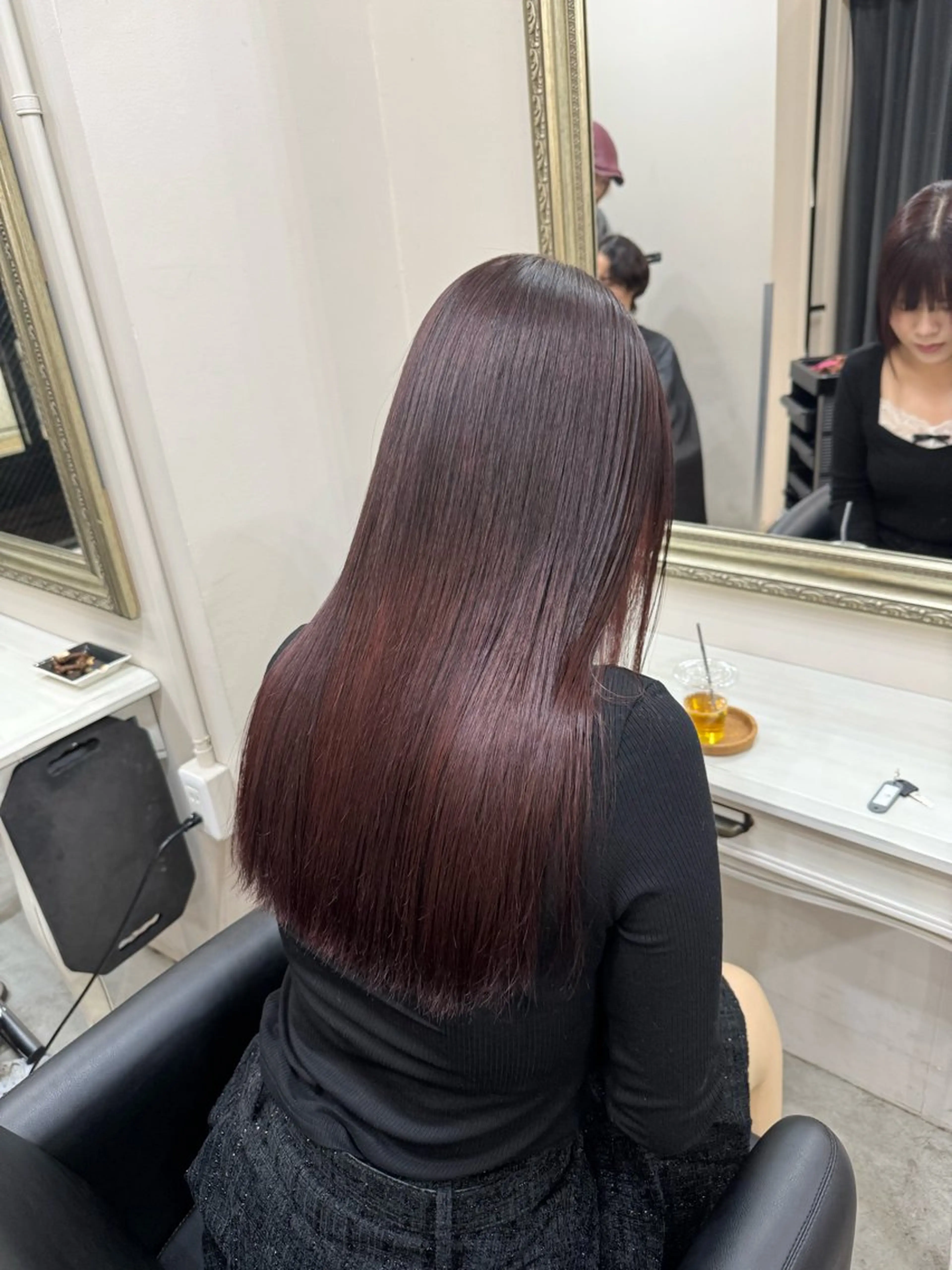 セミロング レッドブラウン カット ヘアカラー トリートメント reira/堀江/ 似合わせカットのヘアスタイル