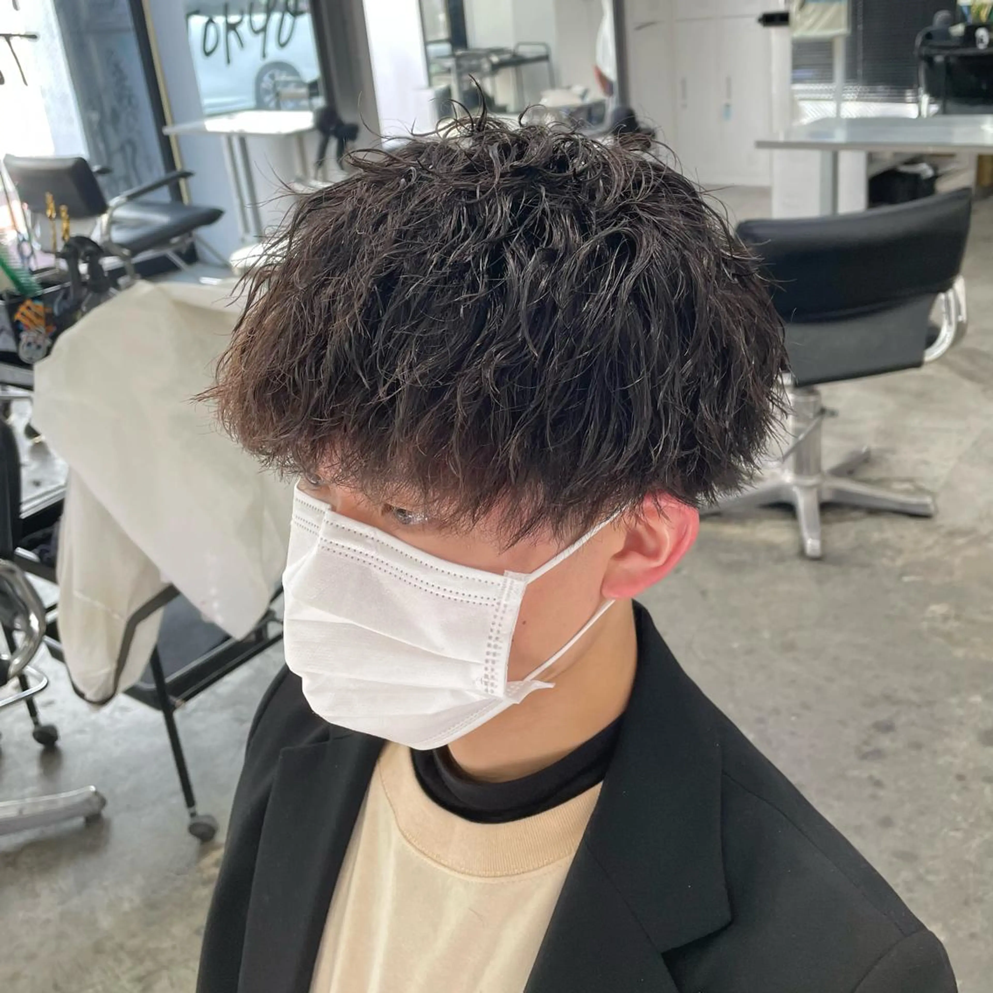 ショート パーマ メンズ マッシュ カット パーマ メンズ特化美容師/ 藤戸 椋のヘアスタイル