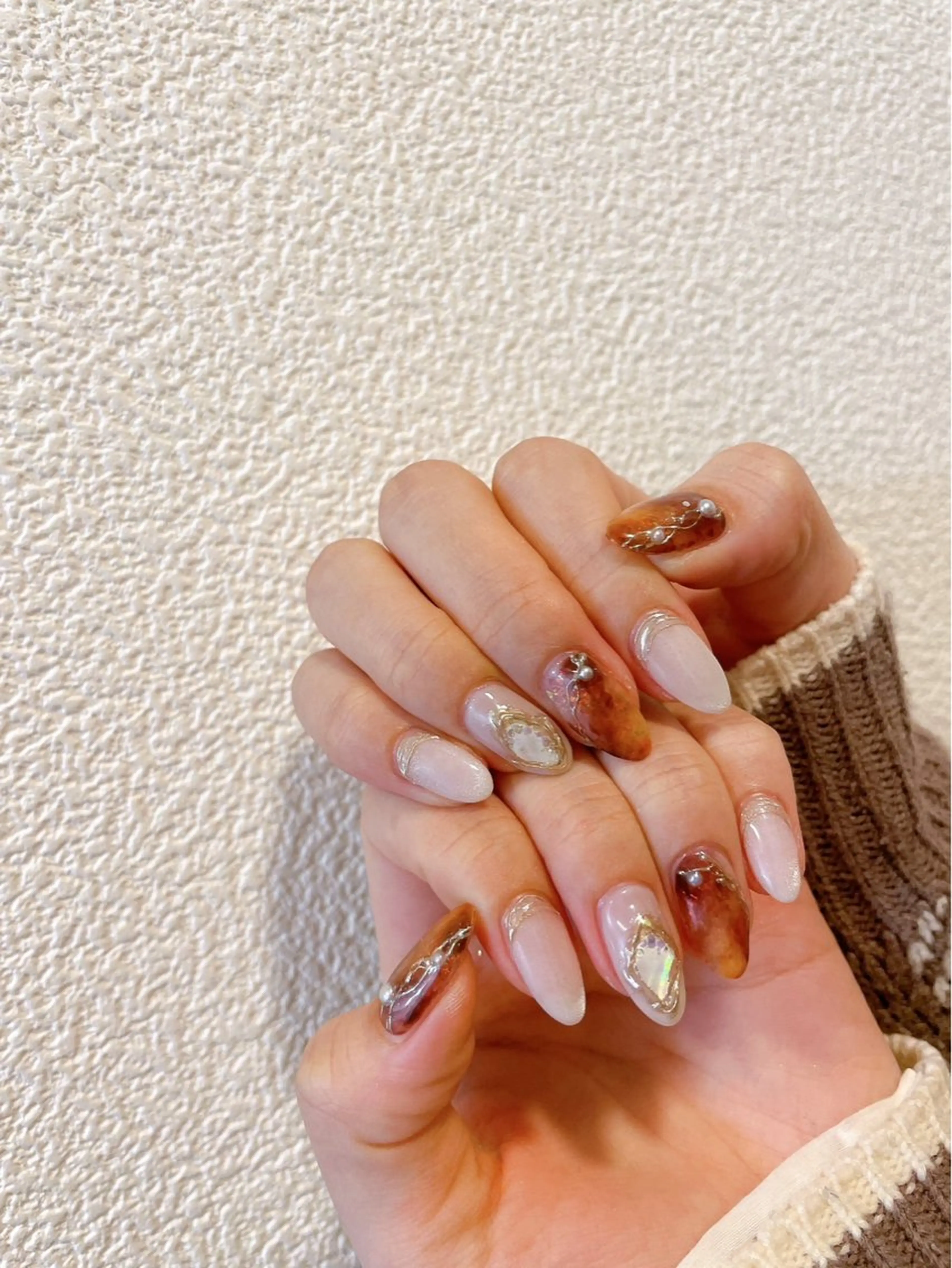 ネイル べっ甲ネイル ジェルネイル メンズネイル パラジェル ワンホンネイル ハンドネイル kiki nail 二子玉川のネイルデザイン