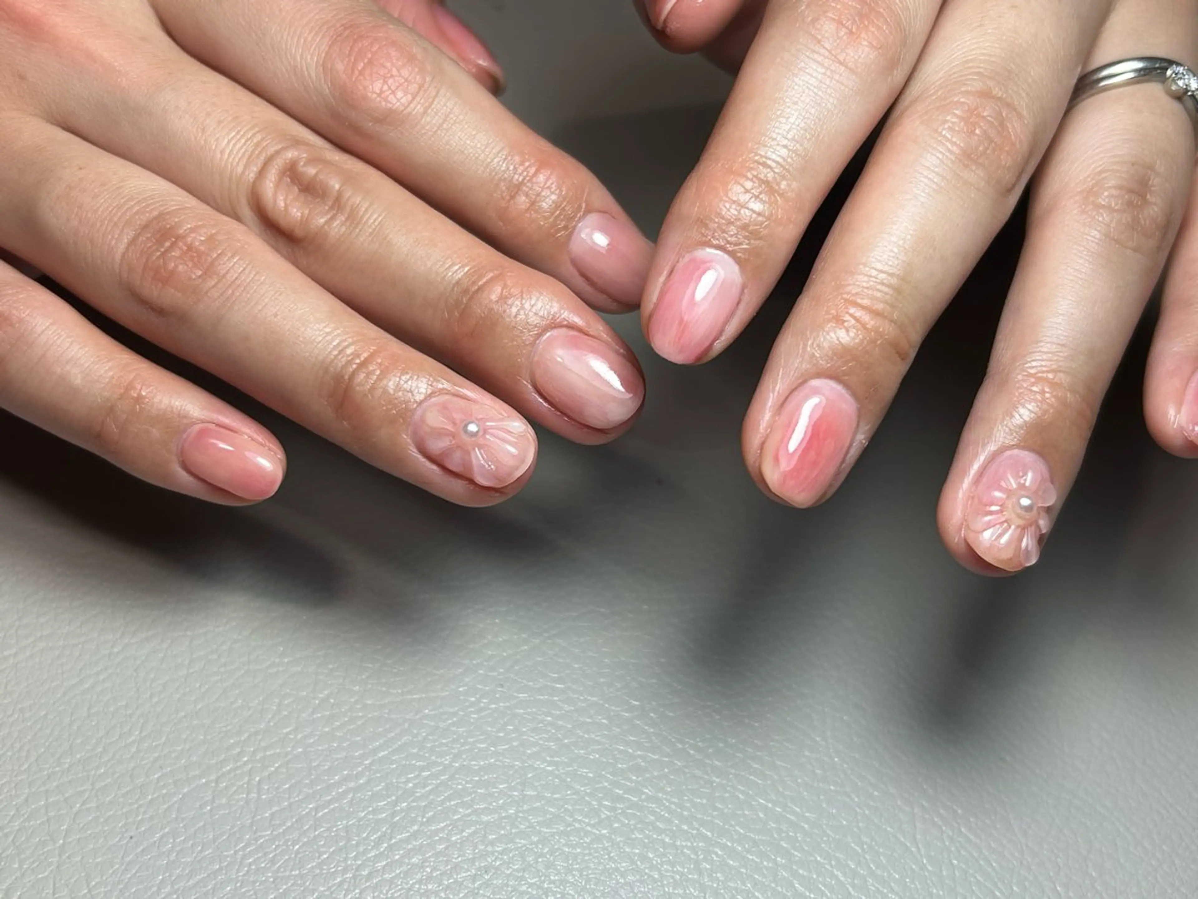 ネイル 持ち込み ピンク 春ネイル amo_nail 岡山市南区自宅ネイルのネイルデザイン