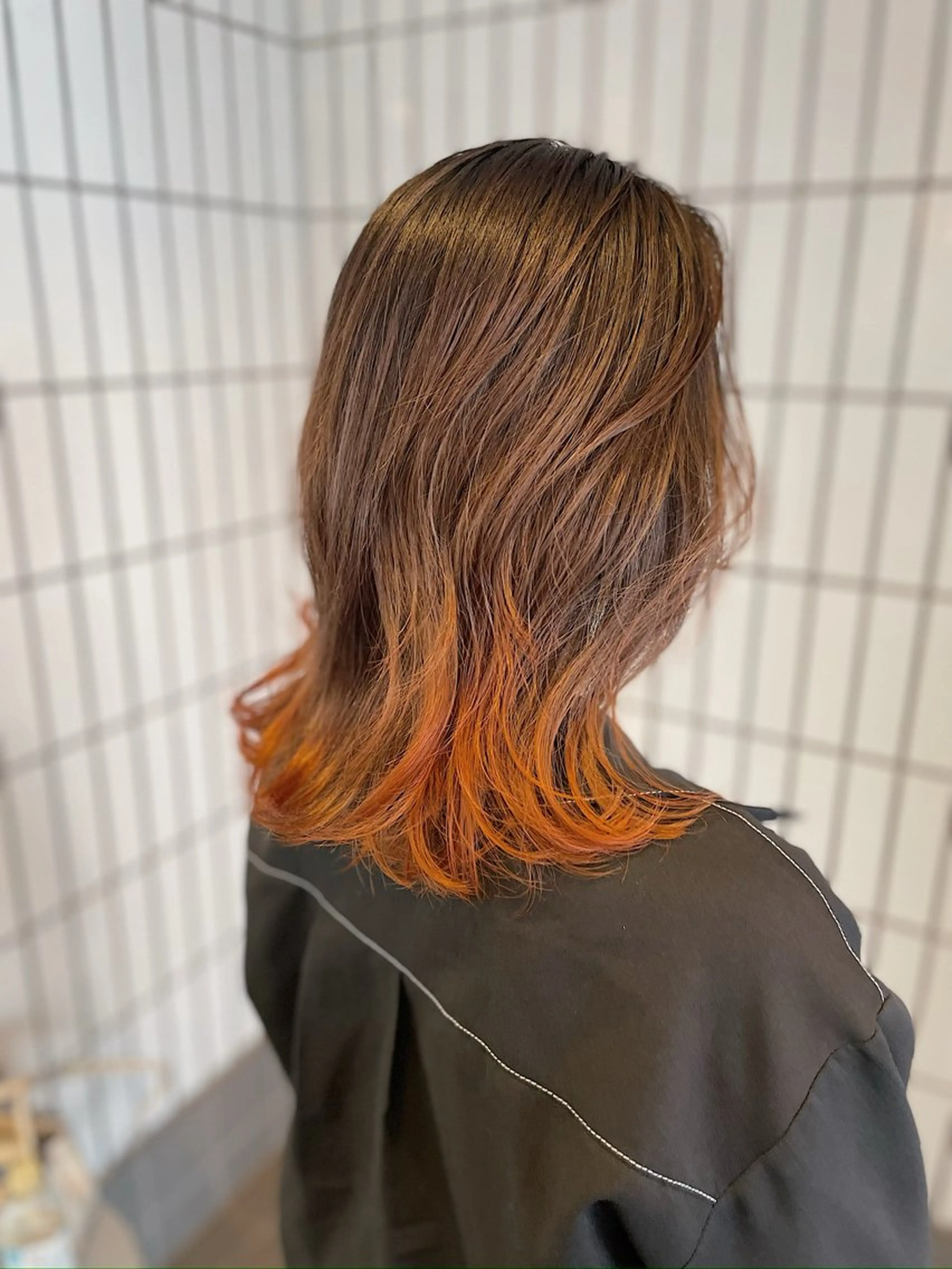 ミディアム カラー オレンジ カット ヘアカラー トリートメント ハットリ /北習志野のヘアスタイル