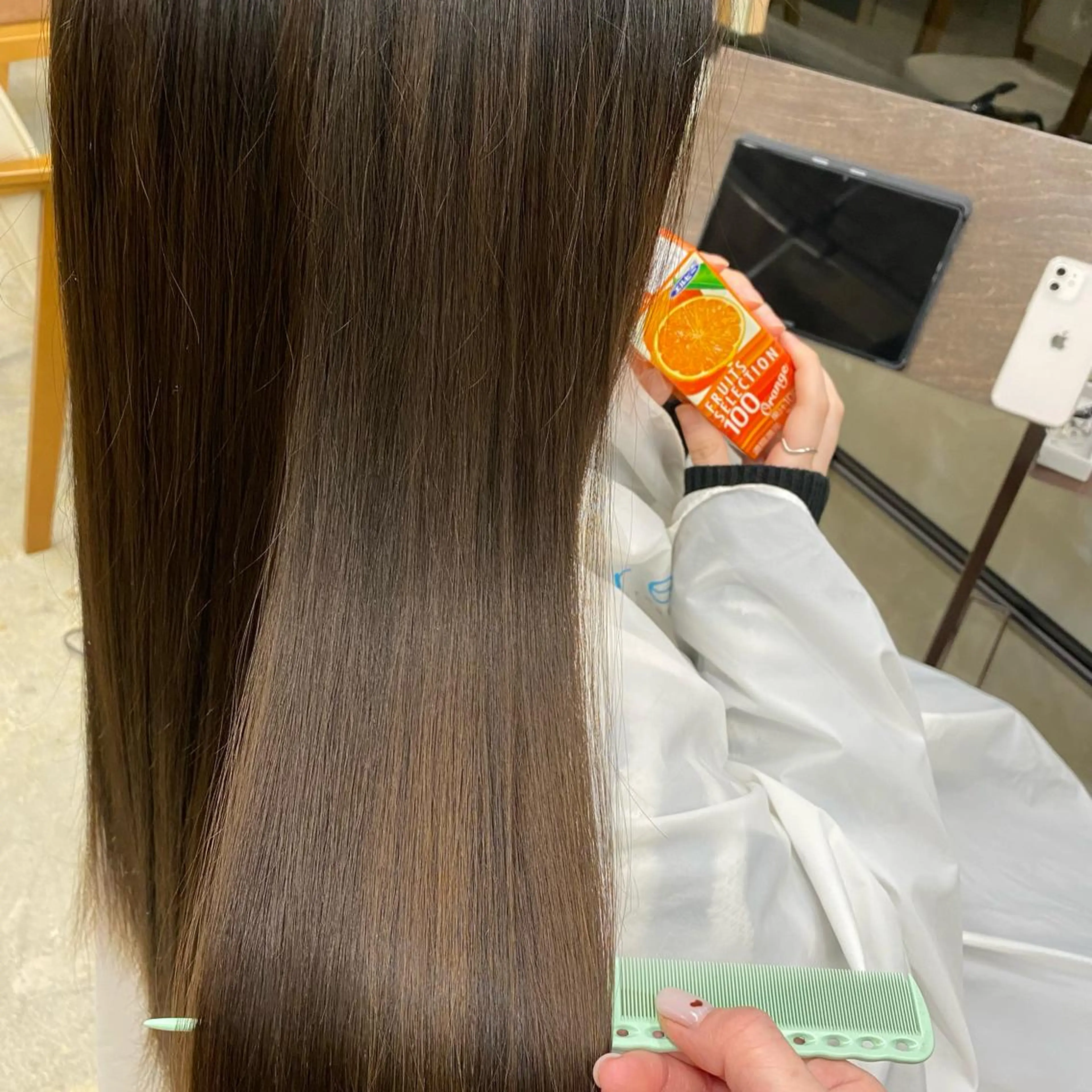 ロング カラー 透明感カラー 髪質改善 トリートメント シミズ アスカのヘアスタイル