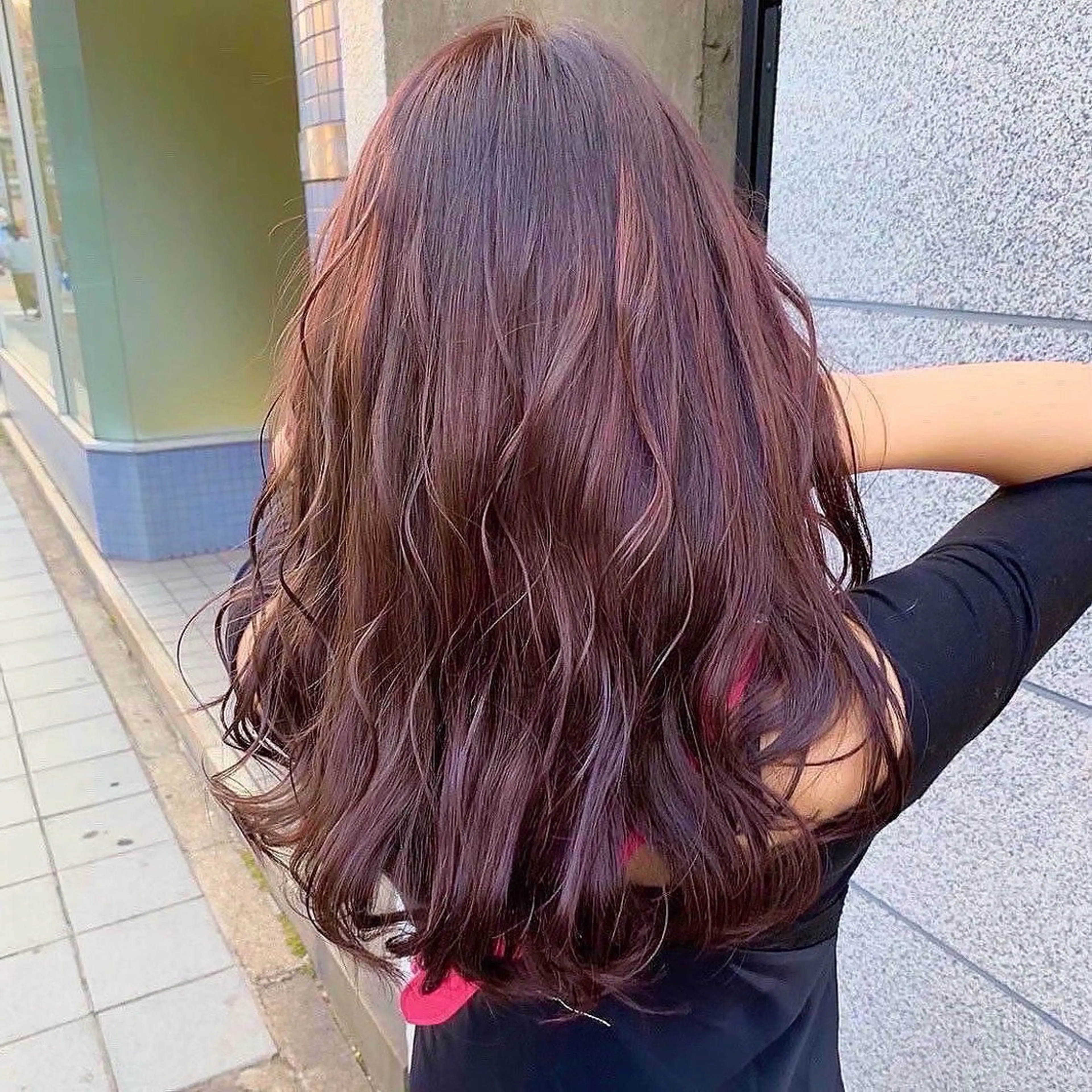 ロング カラー ブリーチ ブリーチなしカラー レッドカラー ヘアカラー トリートメント ブリーチなし/暖色/ 透明感/ririkaのヘアスタイル