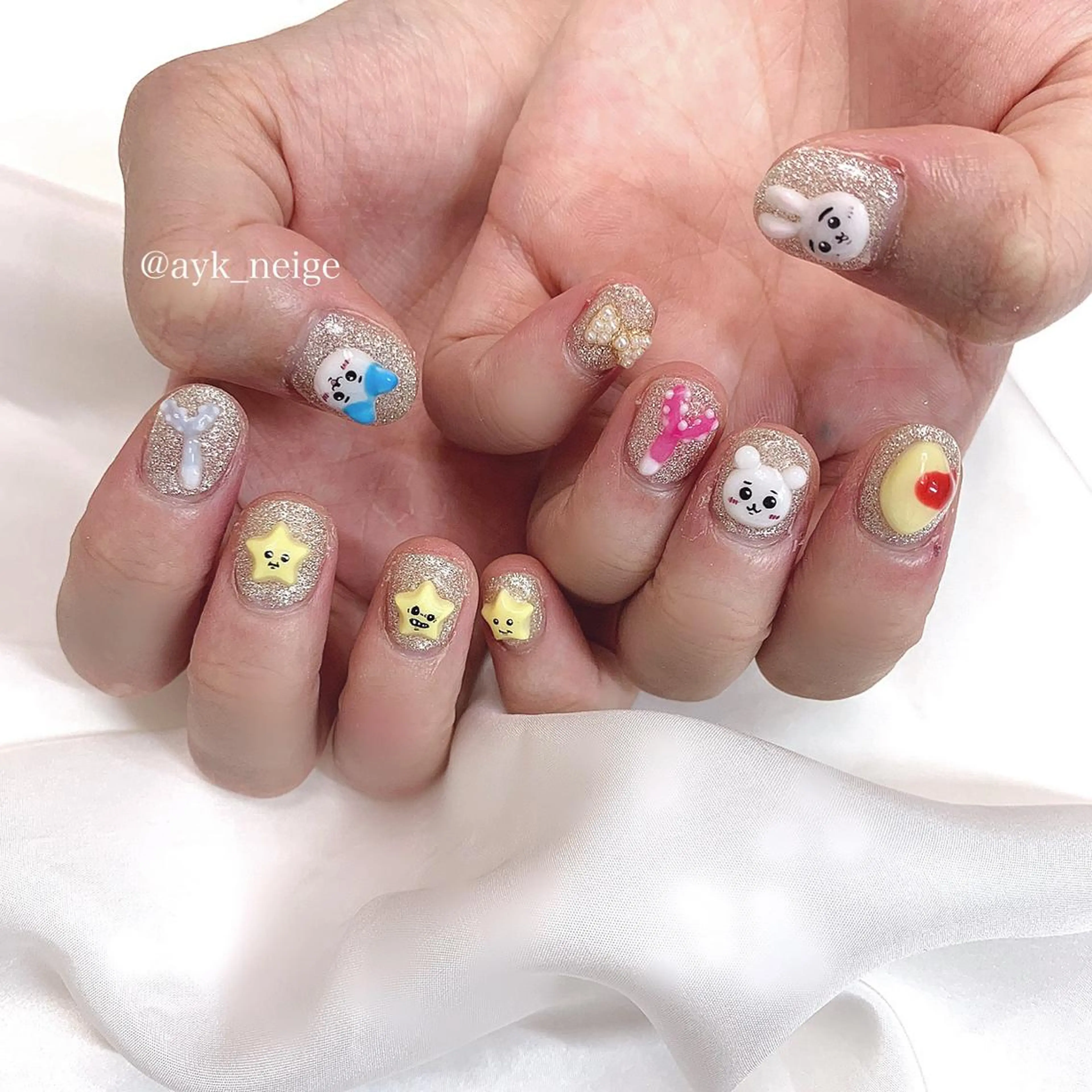 ネイル オーロラネイル フットネイル キラキラネイル 韓国ネイル ツイードネイル n'eige nail所属・大谷 綾香のネイルデザイン