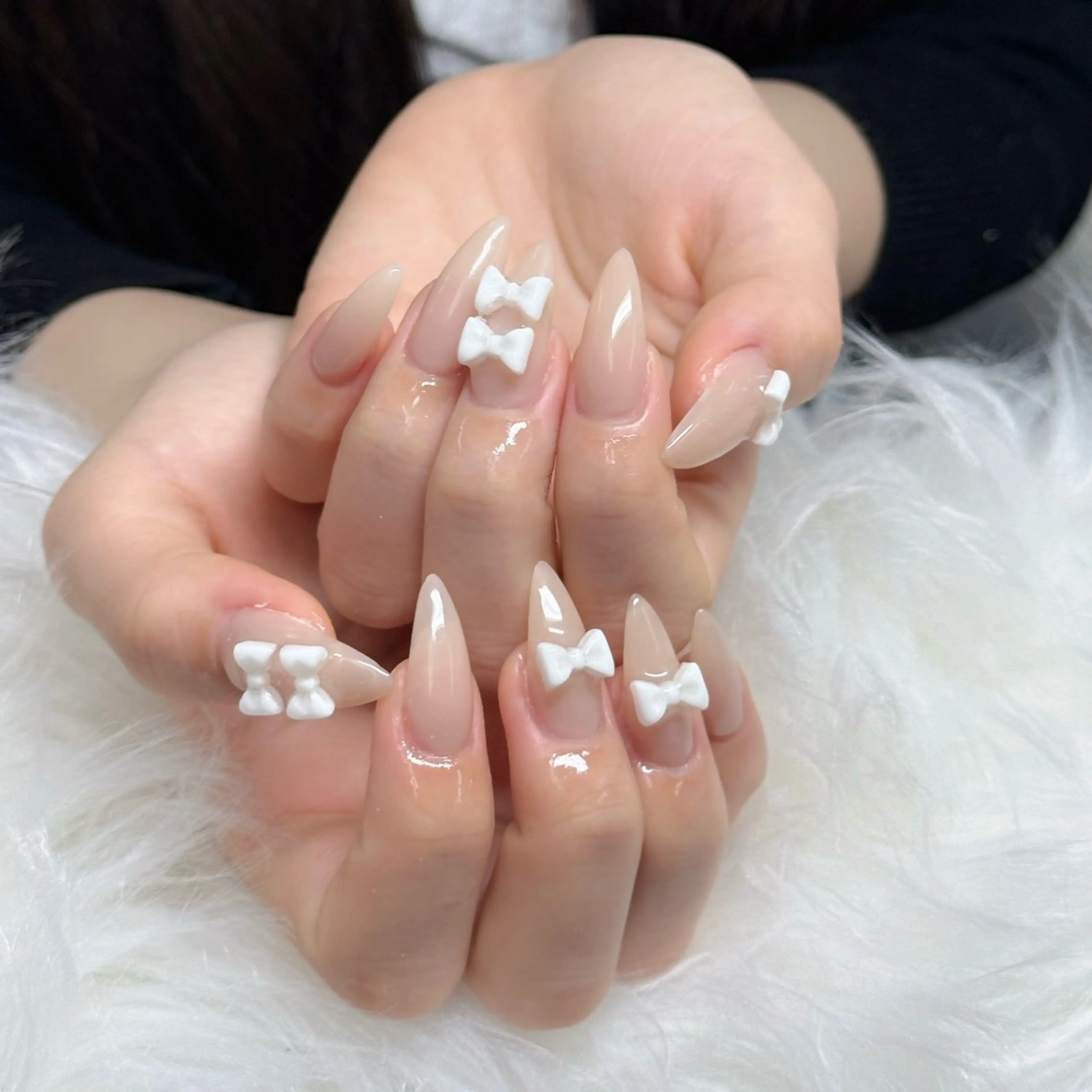 ネイル ロングネイル マグネットネイル リボン 夏ネイル スーパーロングネイル ハンドネイル Hani Nail XUKAのネイルデザイン
