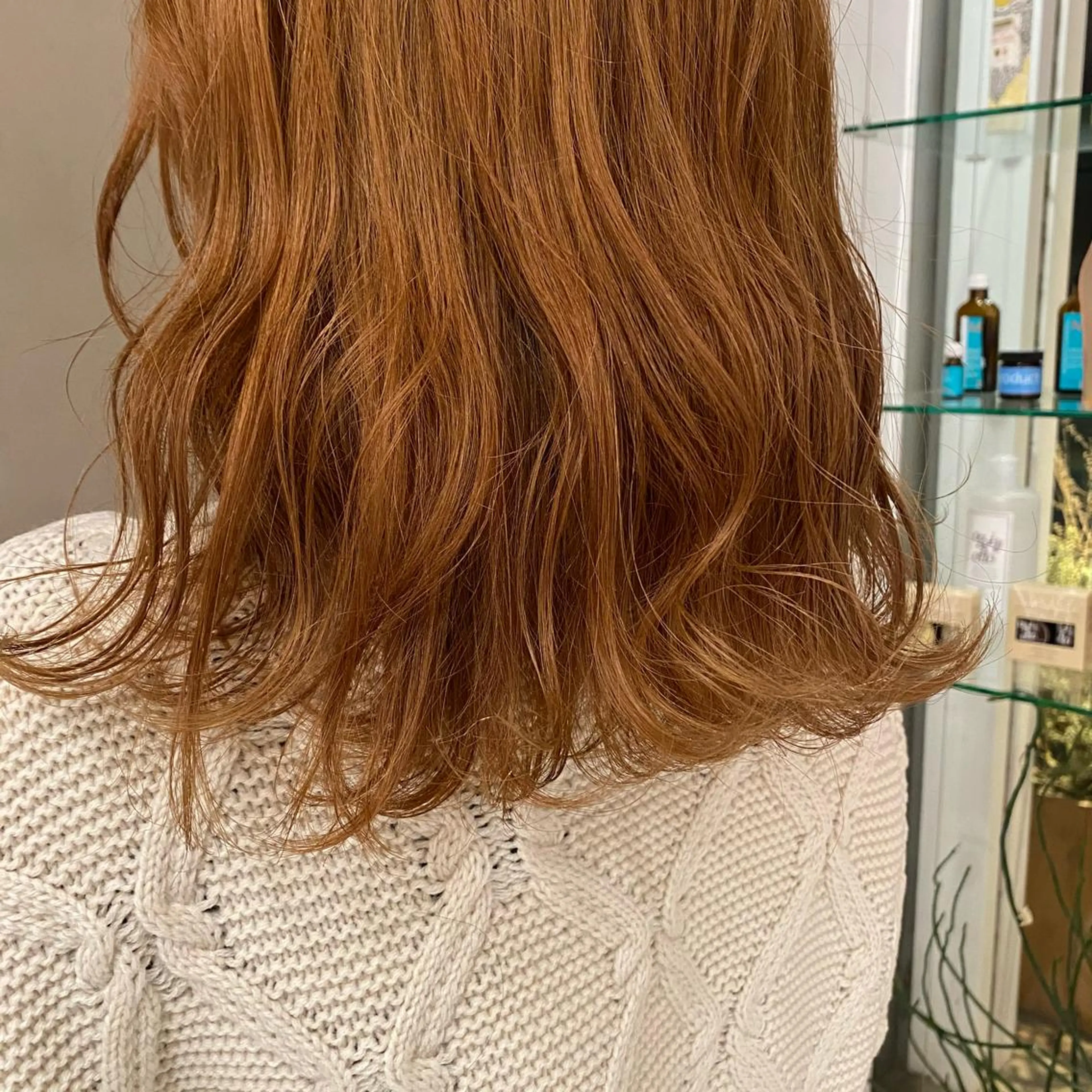 ミディアム カラー ヘアアレンジ 成人式 ベージュカラー オレンジ オレンジベージュ ヘアカラー ｱｵﾇﾏﾐﾕ☁️ /ボブ/ハイトーン/のヘアスタイル