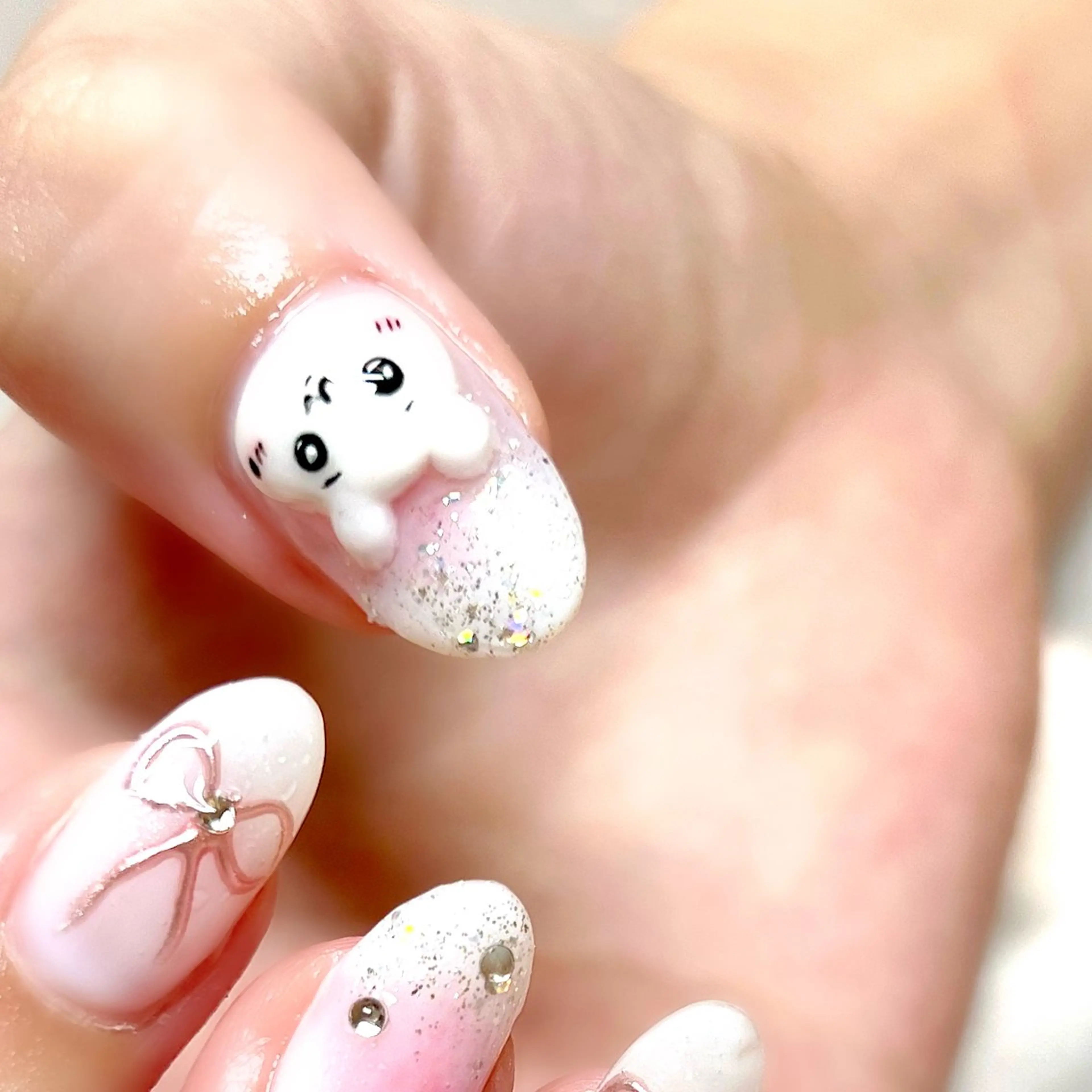 ネイル アートネイル オーロラネイル ジェルネイル 韓国ネイル ロングネイル ハンドネイル clover nailのネイルデザイン