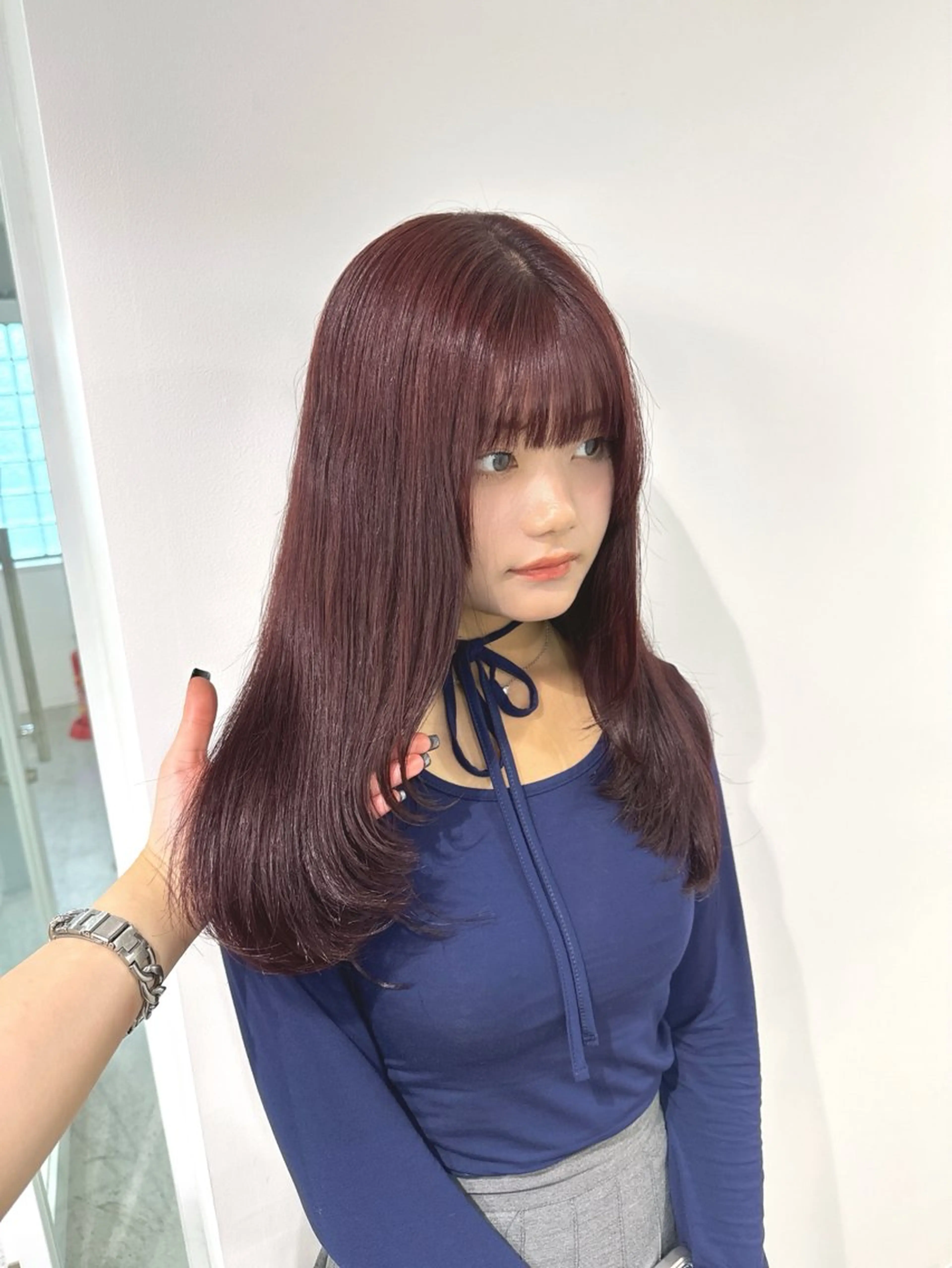 ロング カラー カット ヘアカラー トリートメント 暗髪🩶ラベンダー/ ブルー/ユウナ🤍のヘアスタイル