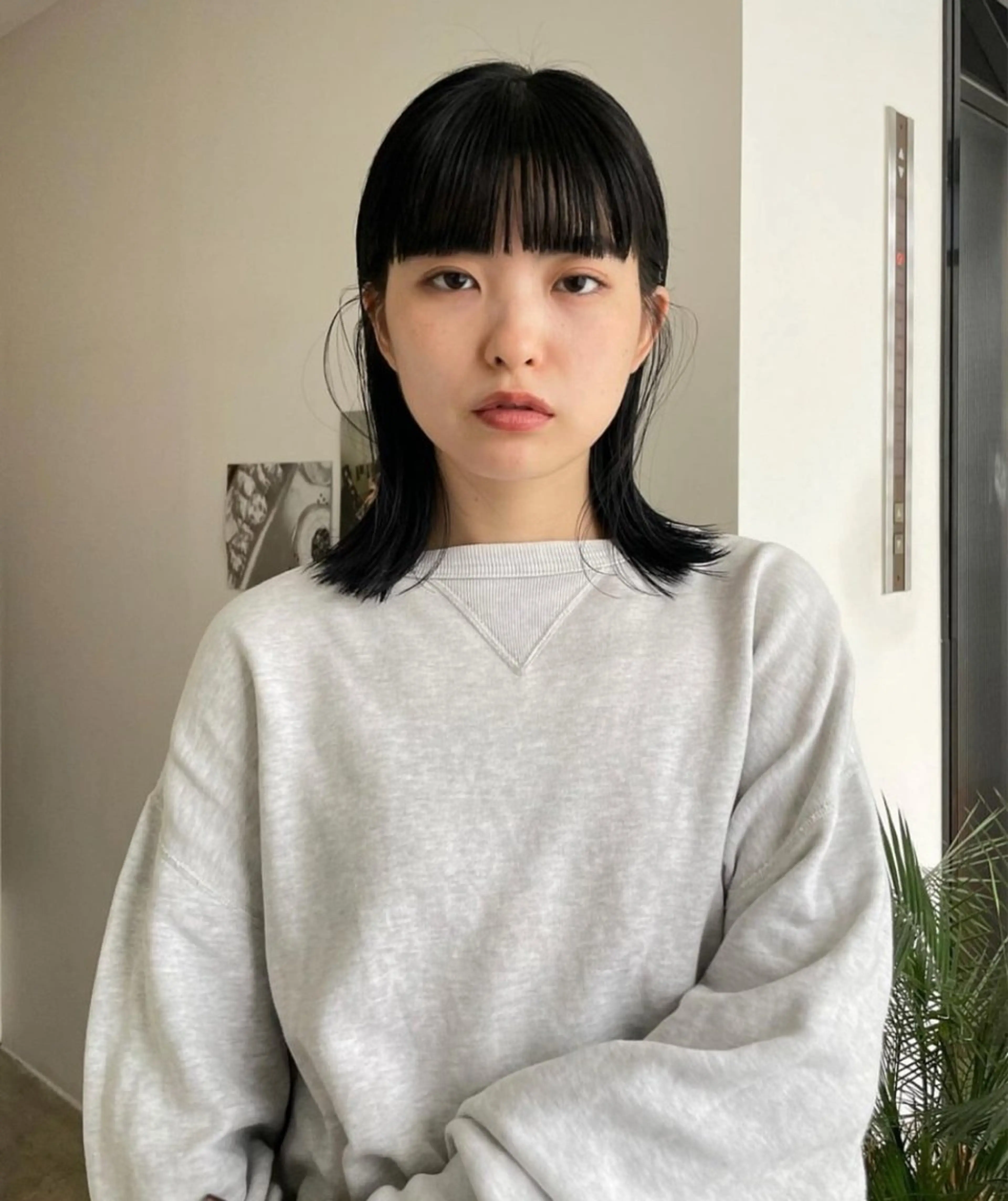 ミディアム カラー 縮毛矯正 ウエチ モモカのヘアスタイル