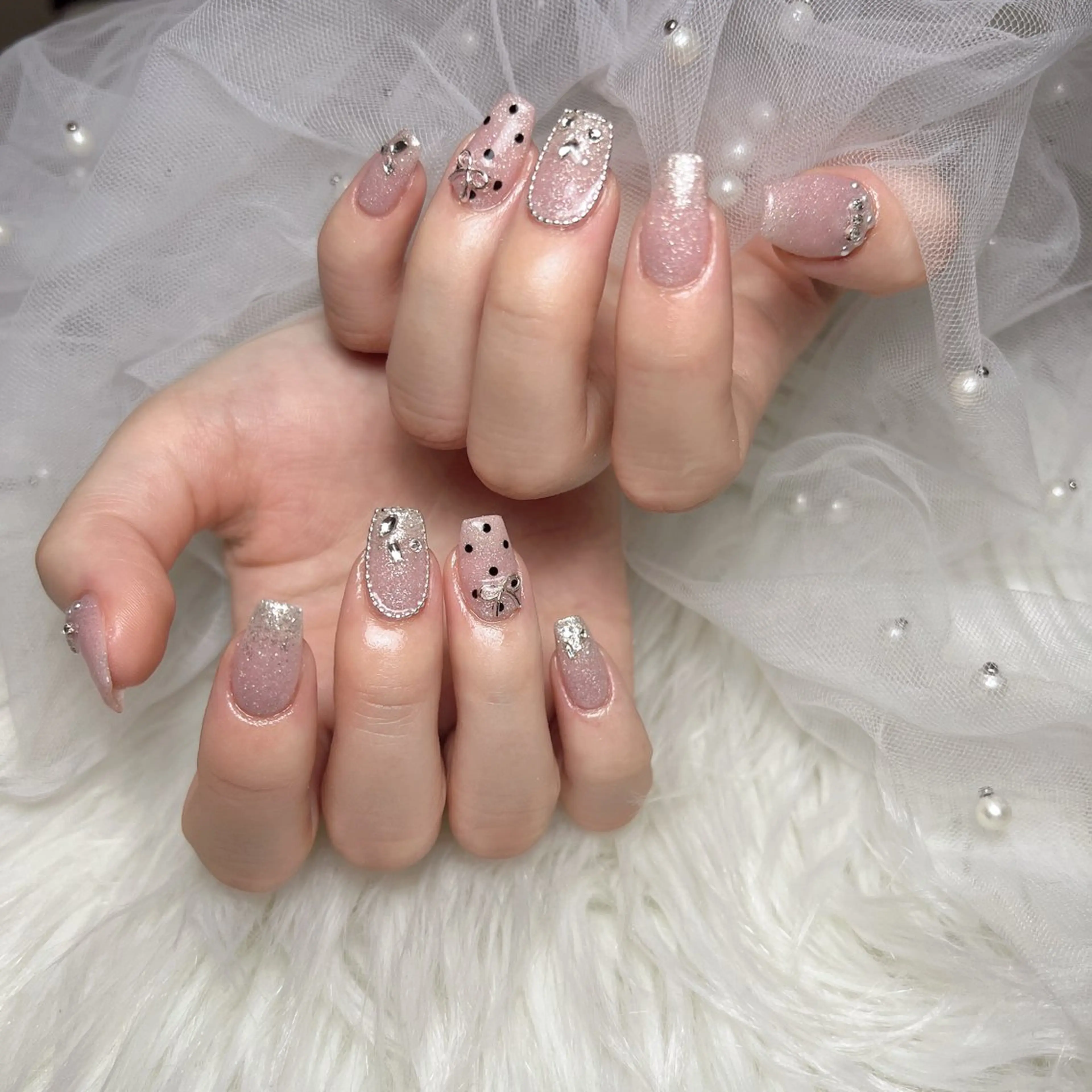 ネイル 長さ出し フットネイル フレンチネイル ガラスフレンチ グラデーション ハンドネイル M2beauty Renaのネイルデザイン