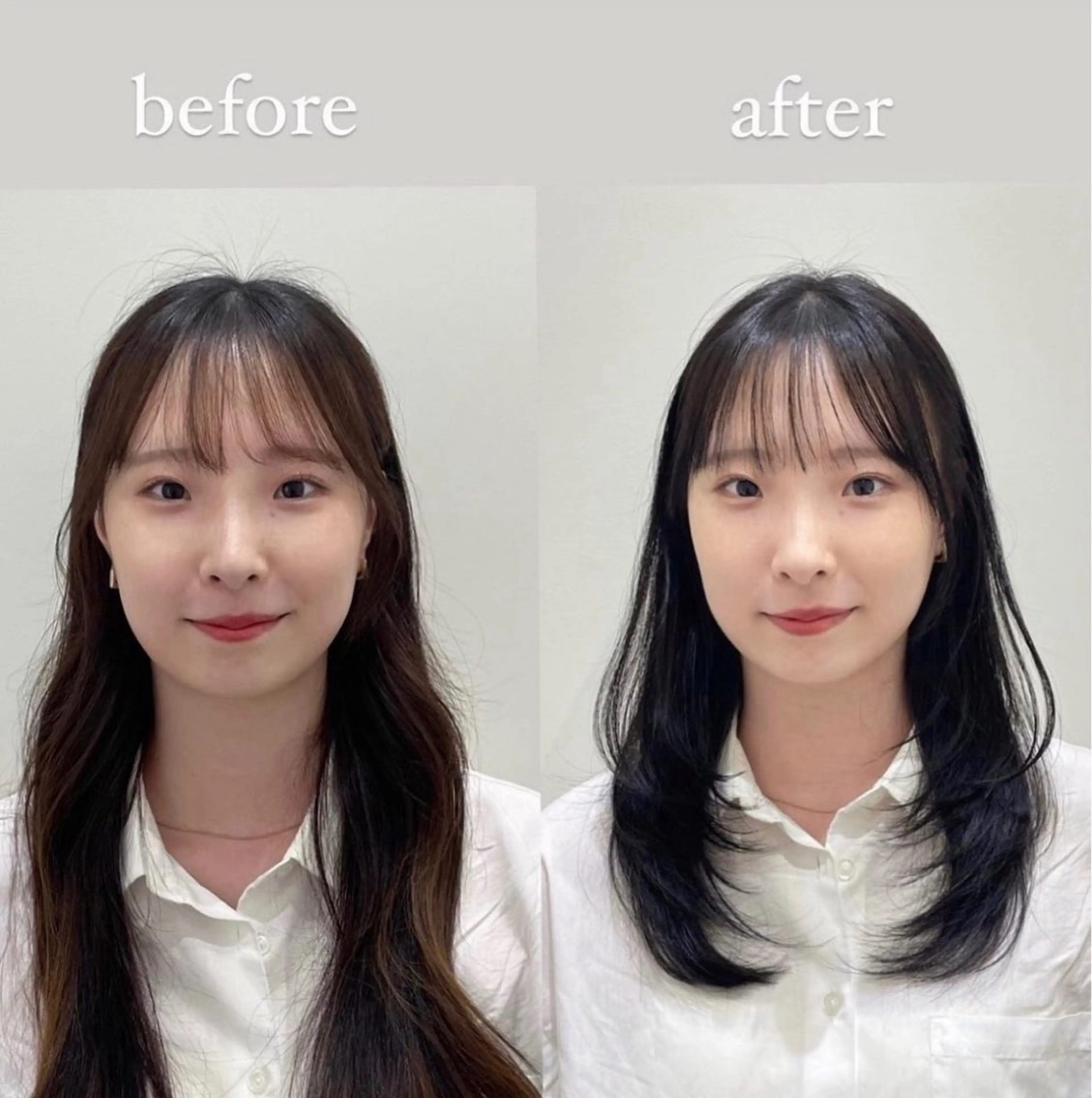 セミロング ハッシュカット ハイレイヤー 韓国風ヘア レイヤーカット ワイドバング カット ヘアカラー トリートメント ❤︎︎韓国ヘア❤︎︎ 𝑺𝒉𝒊𝒉𝒐のヘアスタイル