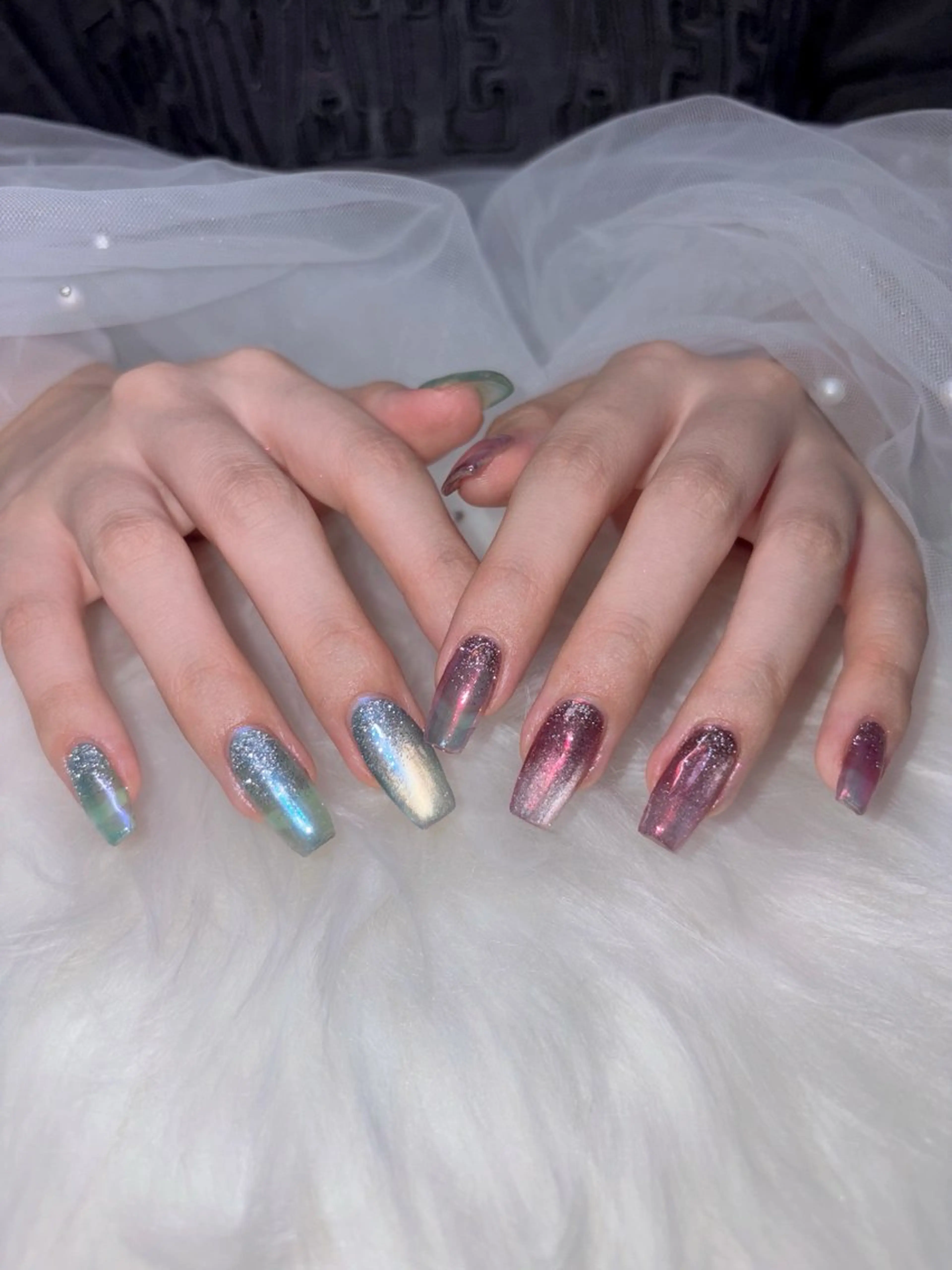 ネイル オーロラネイル フラッシュネイル マグネットネイル ワンカラーネイル calme【カルム】所属・Himari .のネイルデザイン