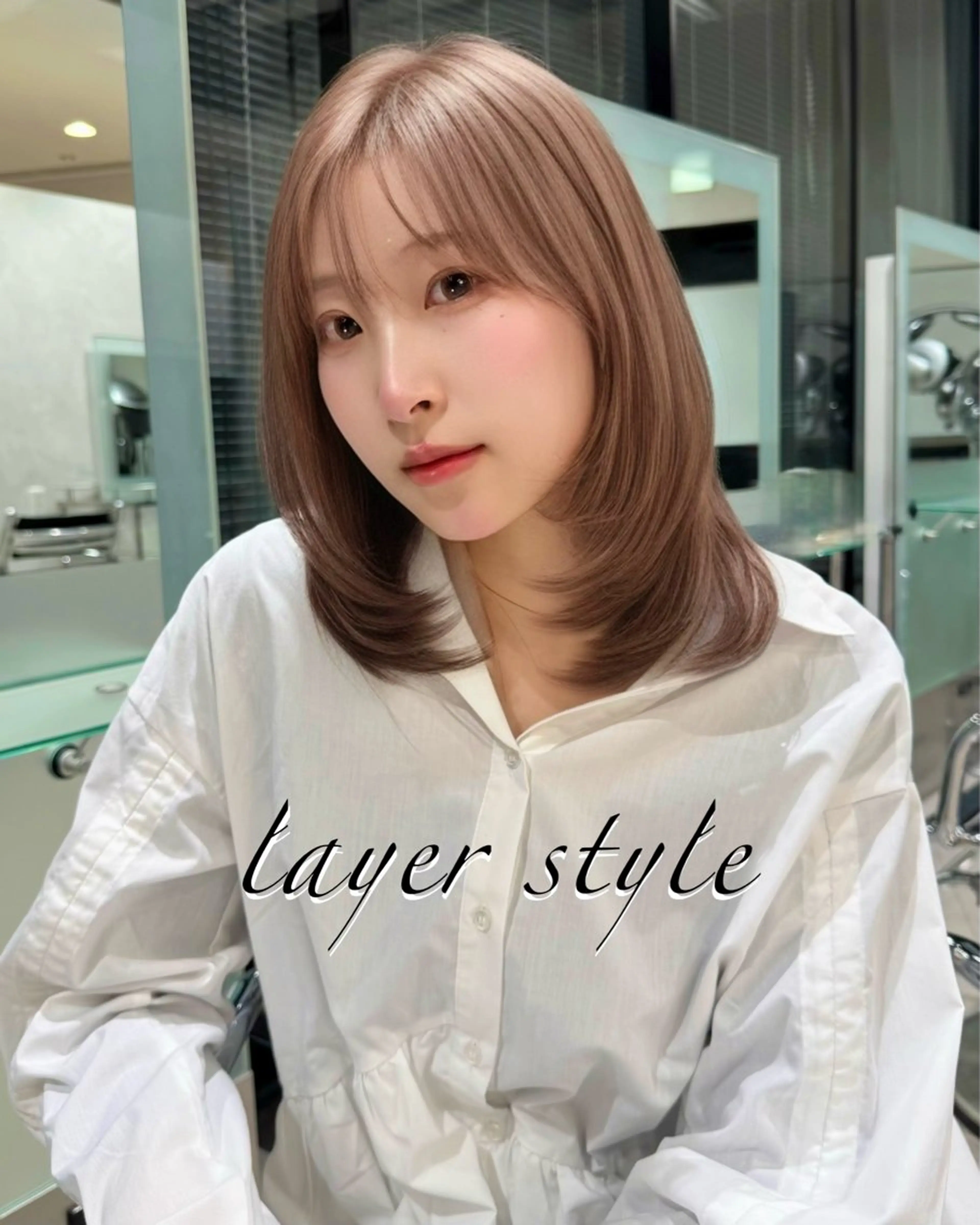 ミディアム レイヤーカット 小顔カット トリートメント sand Nagoya所属・石川 航のヘアスタイル