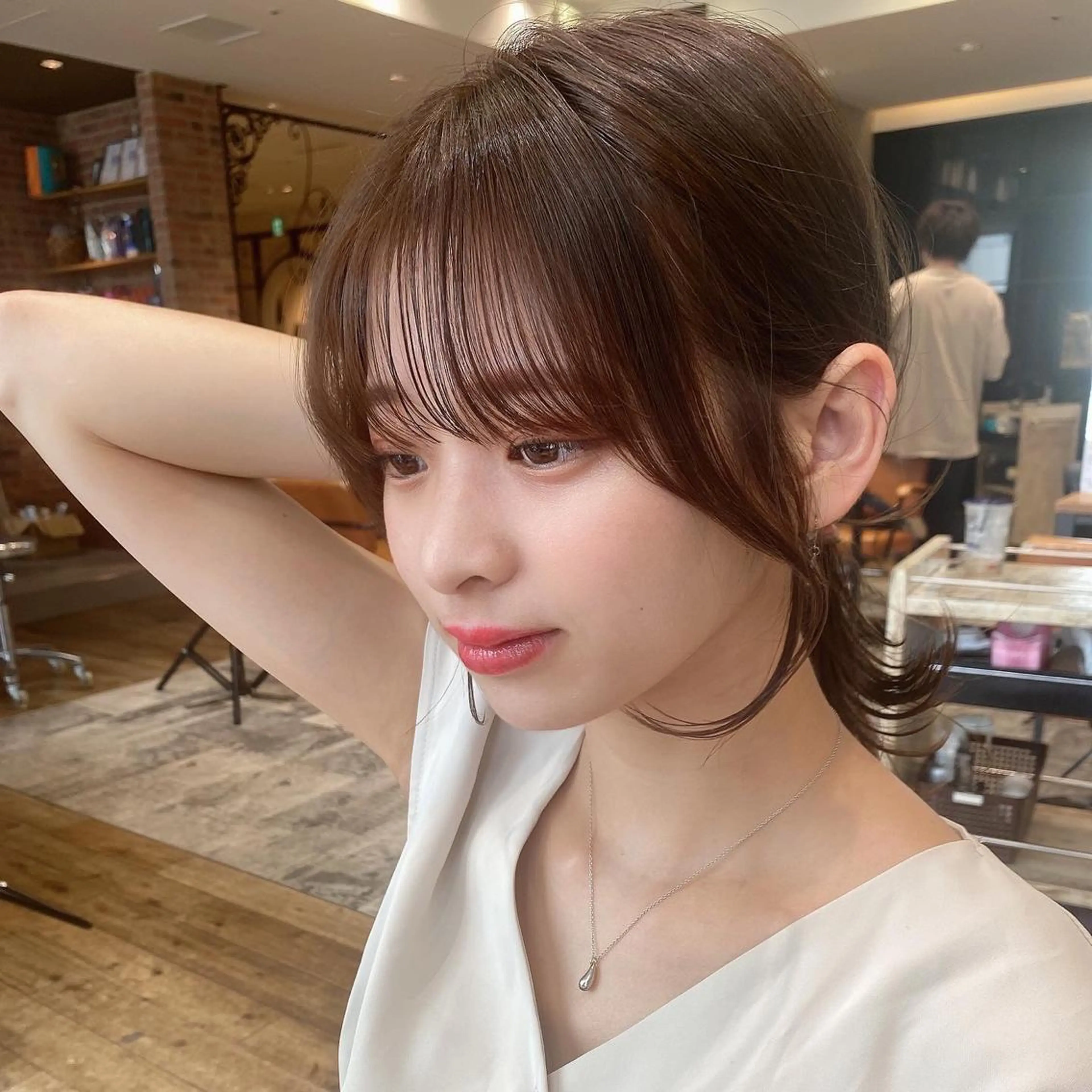 セミロング カラー ベージュカラー ブラウンカラー ブラウンベージュ くびれヘア 顔周りカット カット ヘアカラー トリートメント 顔周り/くびれヘア 韓国ヘア💕風間るなのヘアスタイル