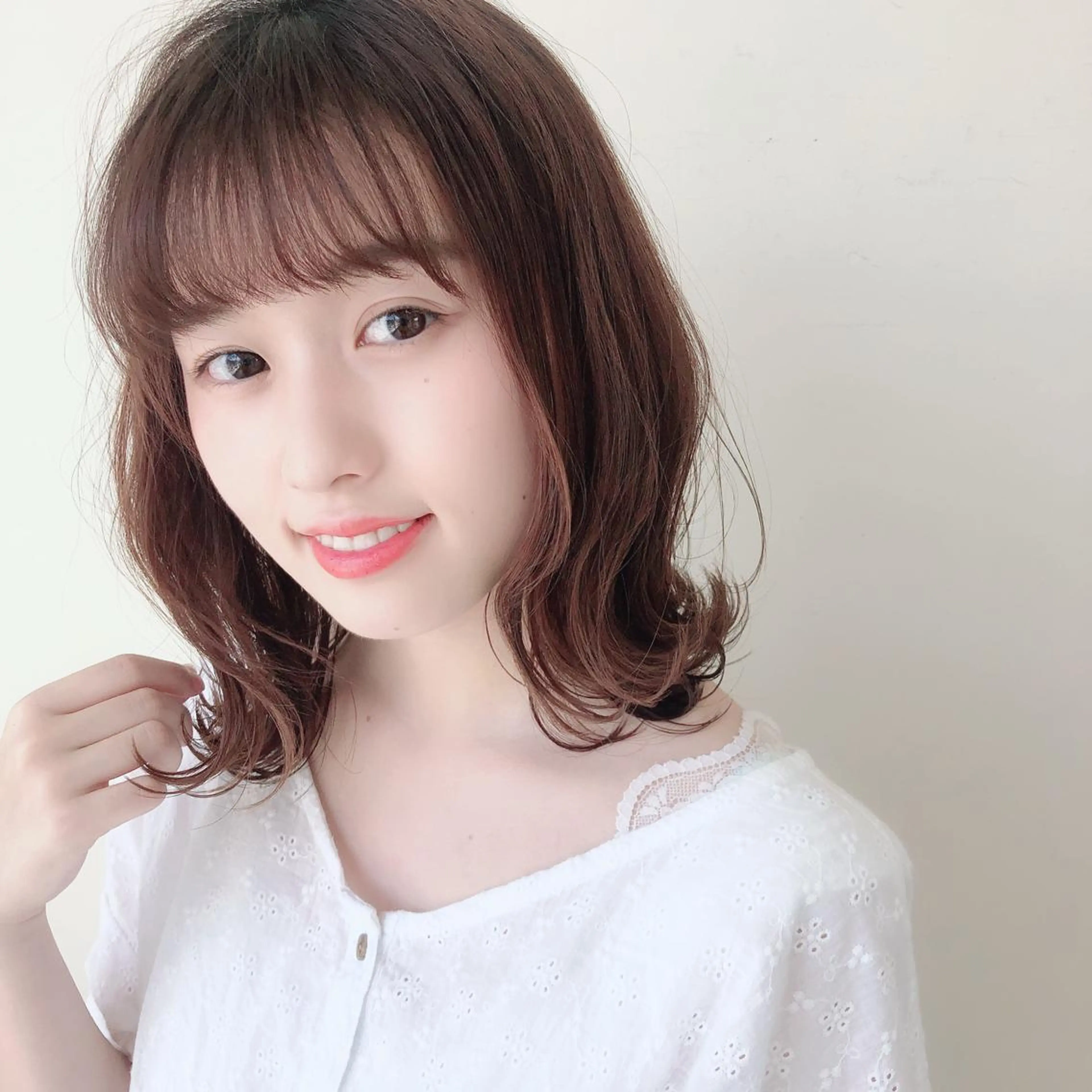 ミディアム カラー 白髪ぼかしモデル募集 今村理央奈のヘアスタイル