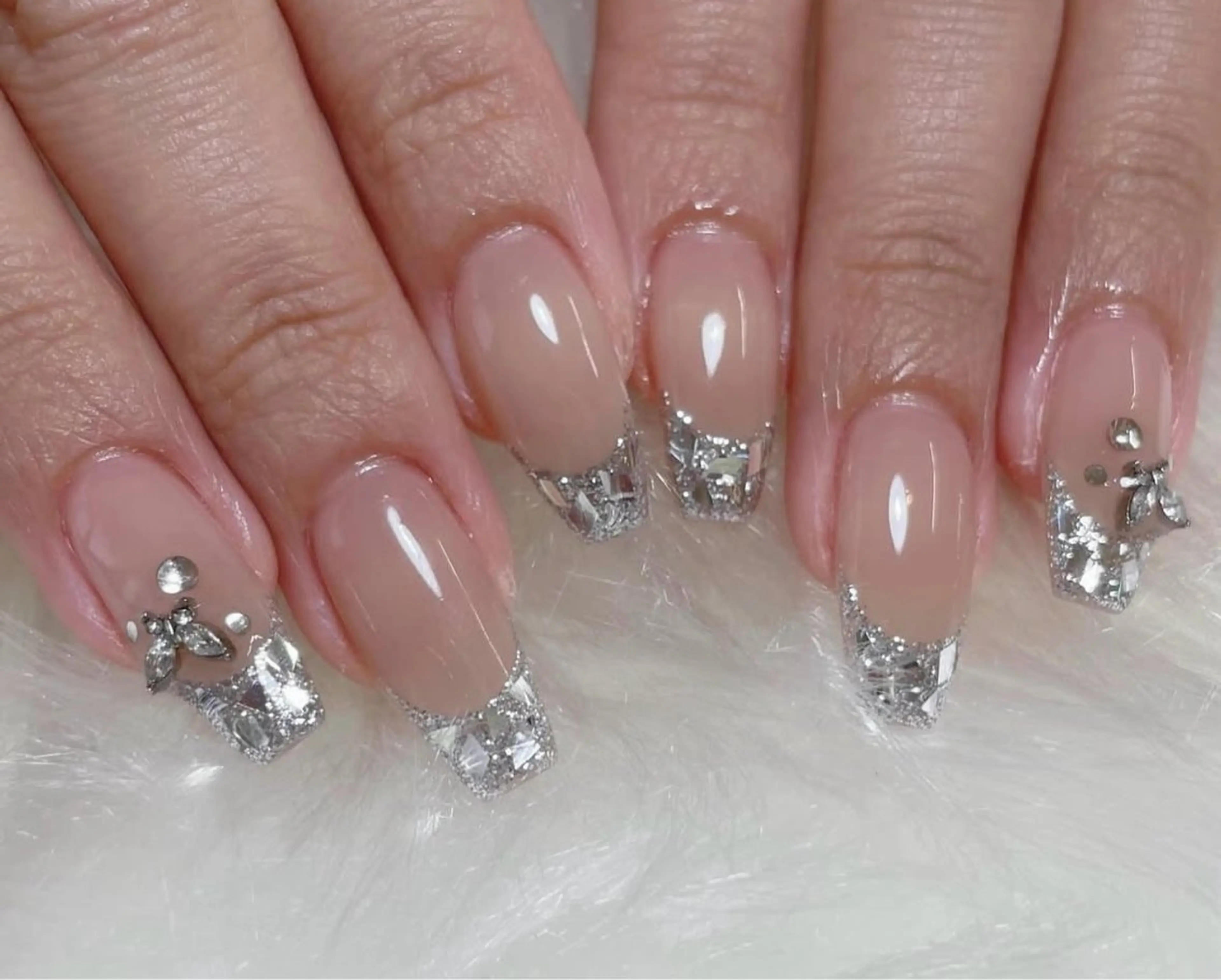 ガラスフレンチ・パーツ２個付き(ジェルオフケア込み)の写真