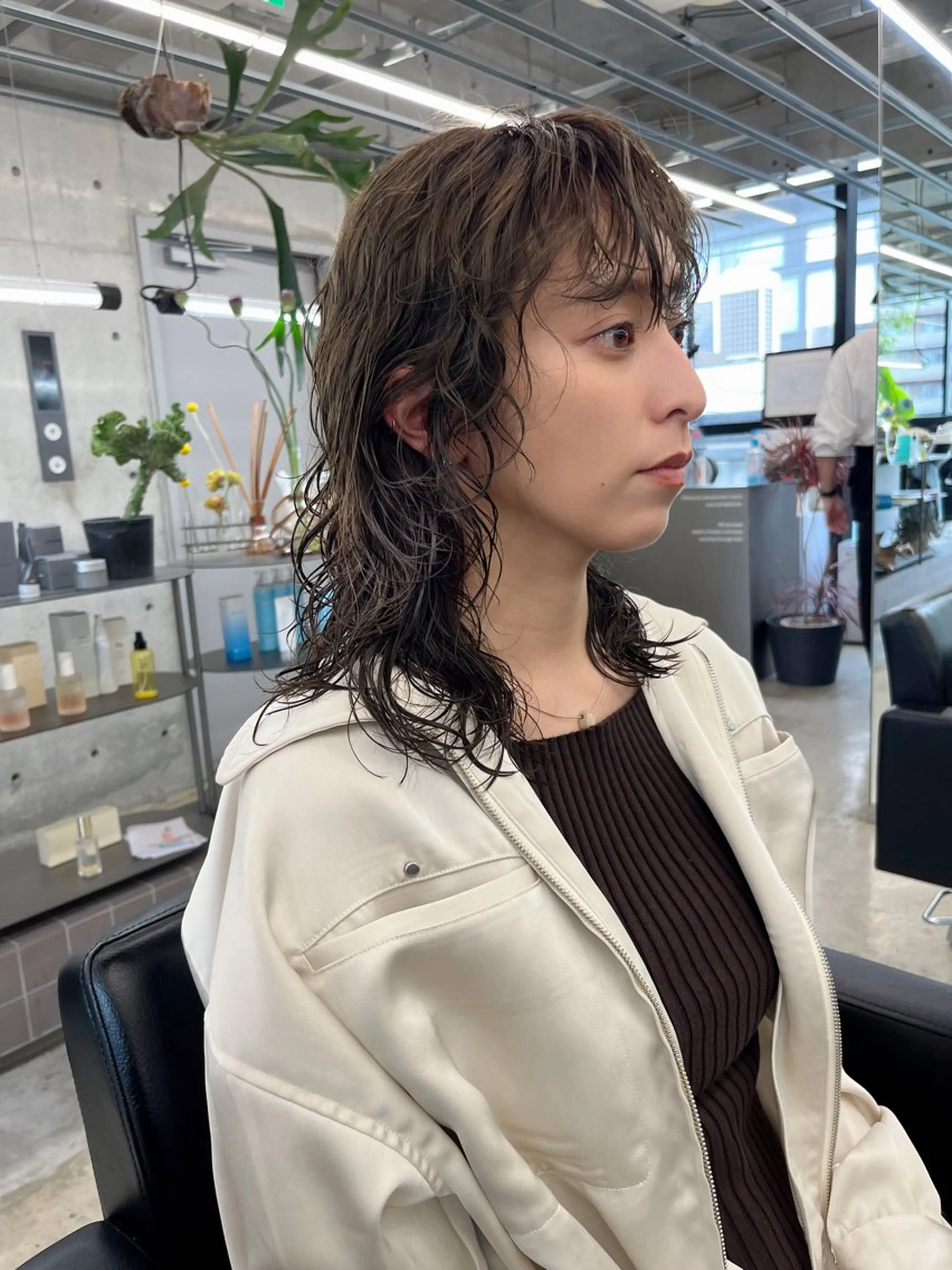 セミロング パーマ カット パーマ ダブルカラー/ ケアブリーチ/クニトのヘアスタイル