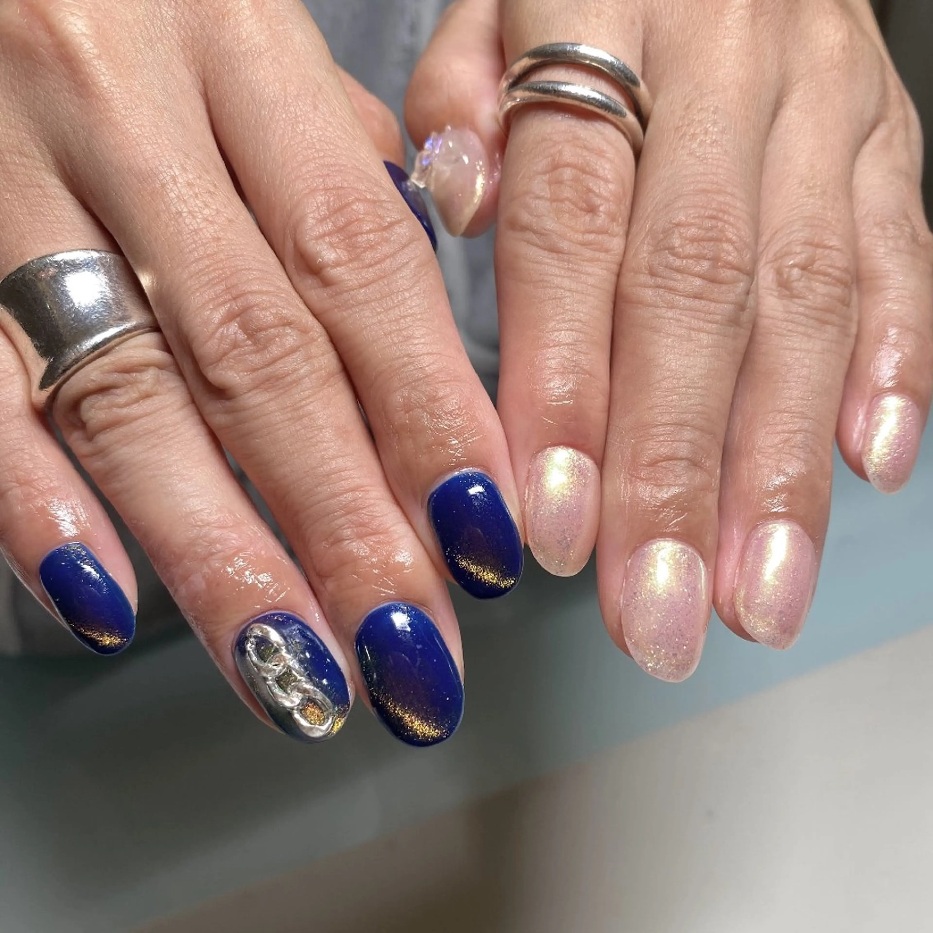 ネイル オーロラネイル 韓国ネイル マグネットネイル ニュアンスネイル リボン ハンドネイル BelireMaa Nail&eyeのネイルデザイン