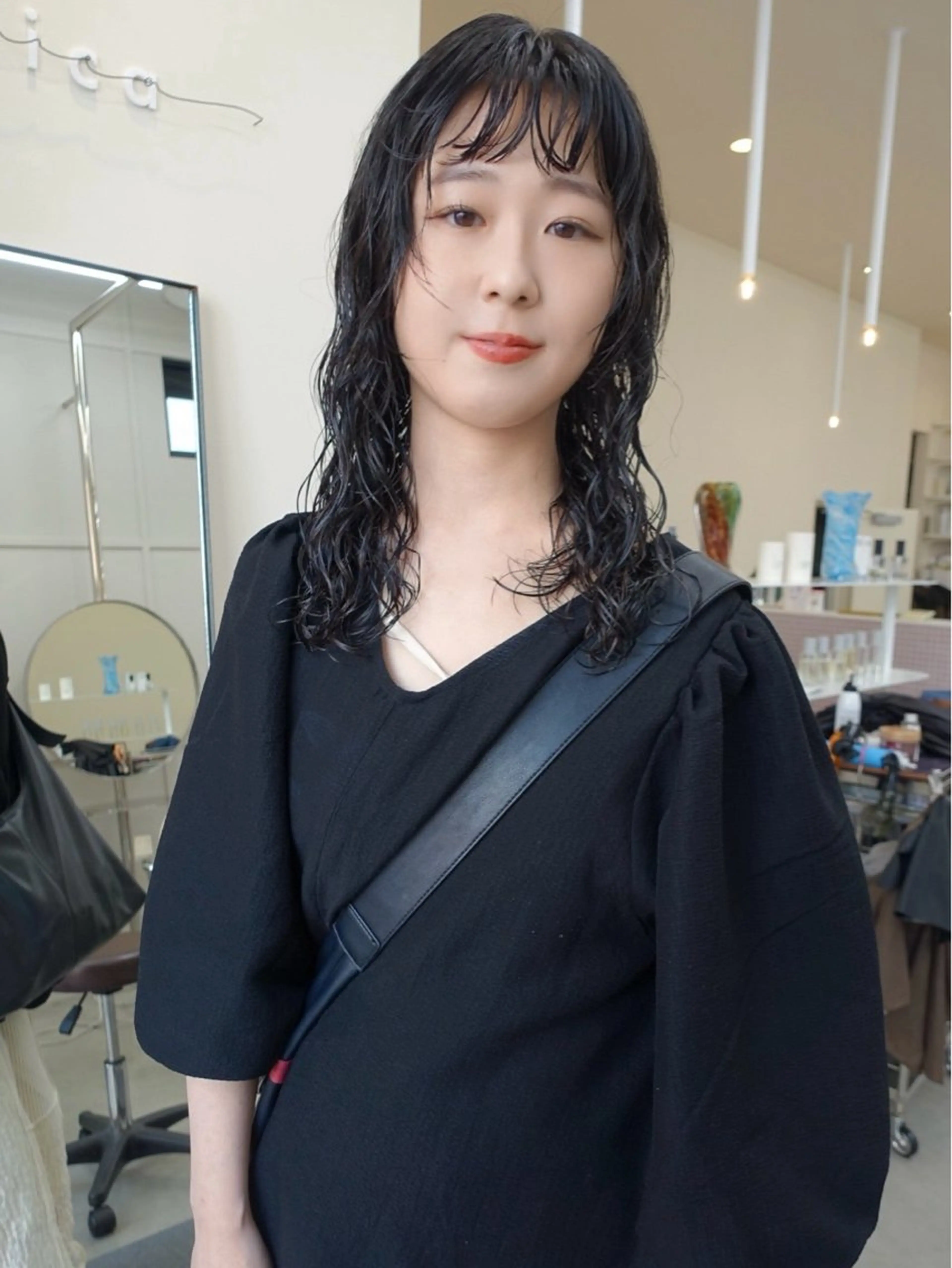 ミディアム パーマ runa/パーマ /ワンカラーモデルのヘアスタイル