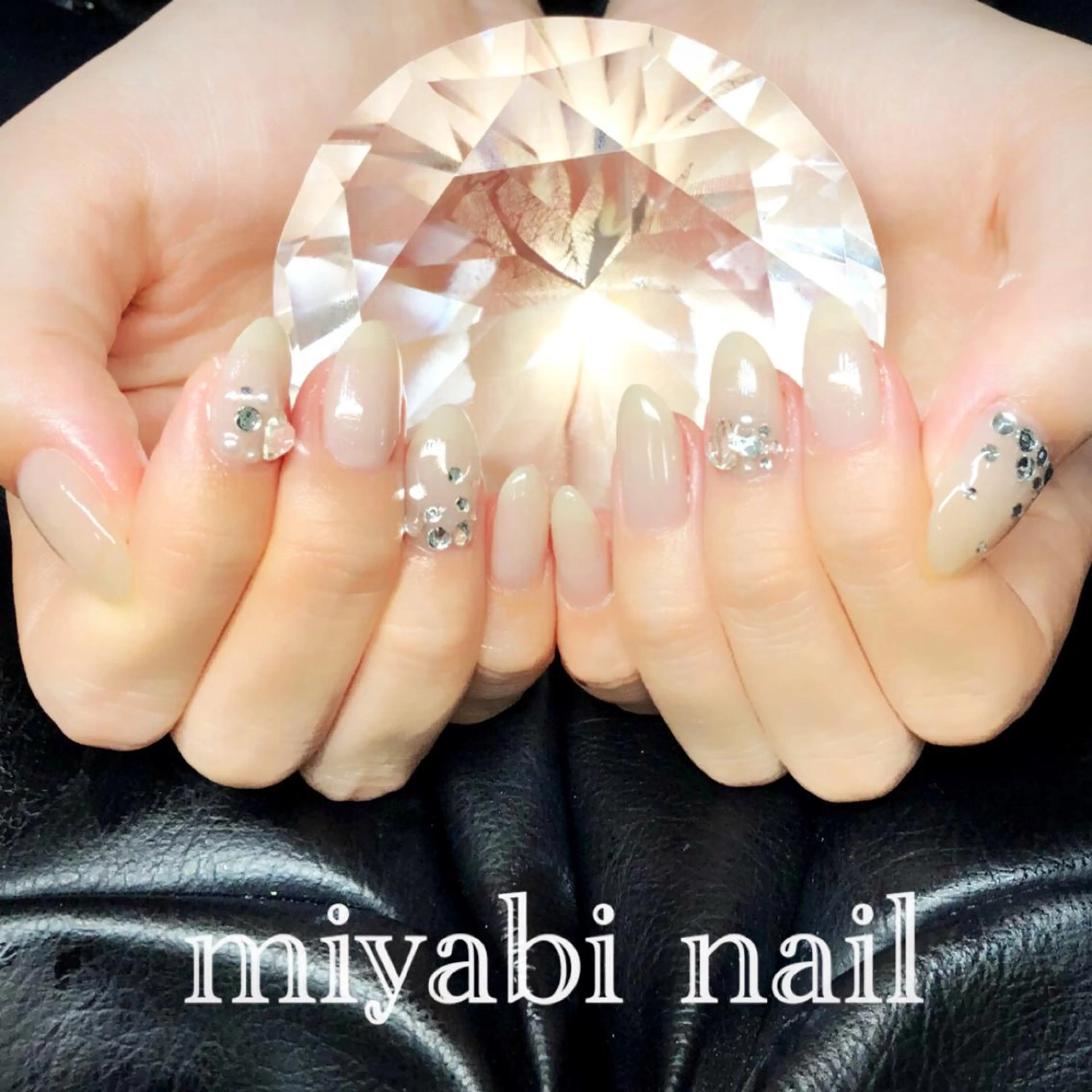 ネイル ジェルネイル ハート 持ち込み ストーンネイル miyabi nail 桂川駅近くのネイルデザイン