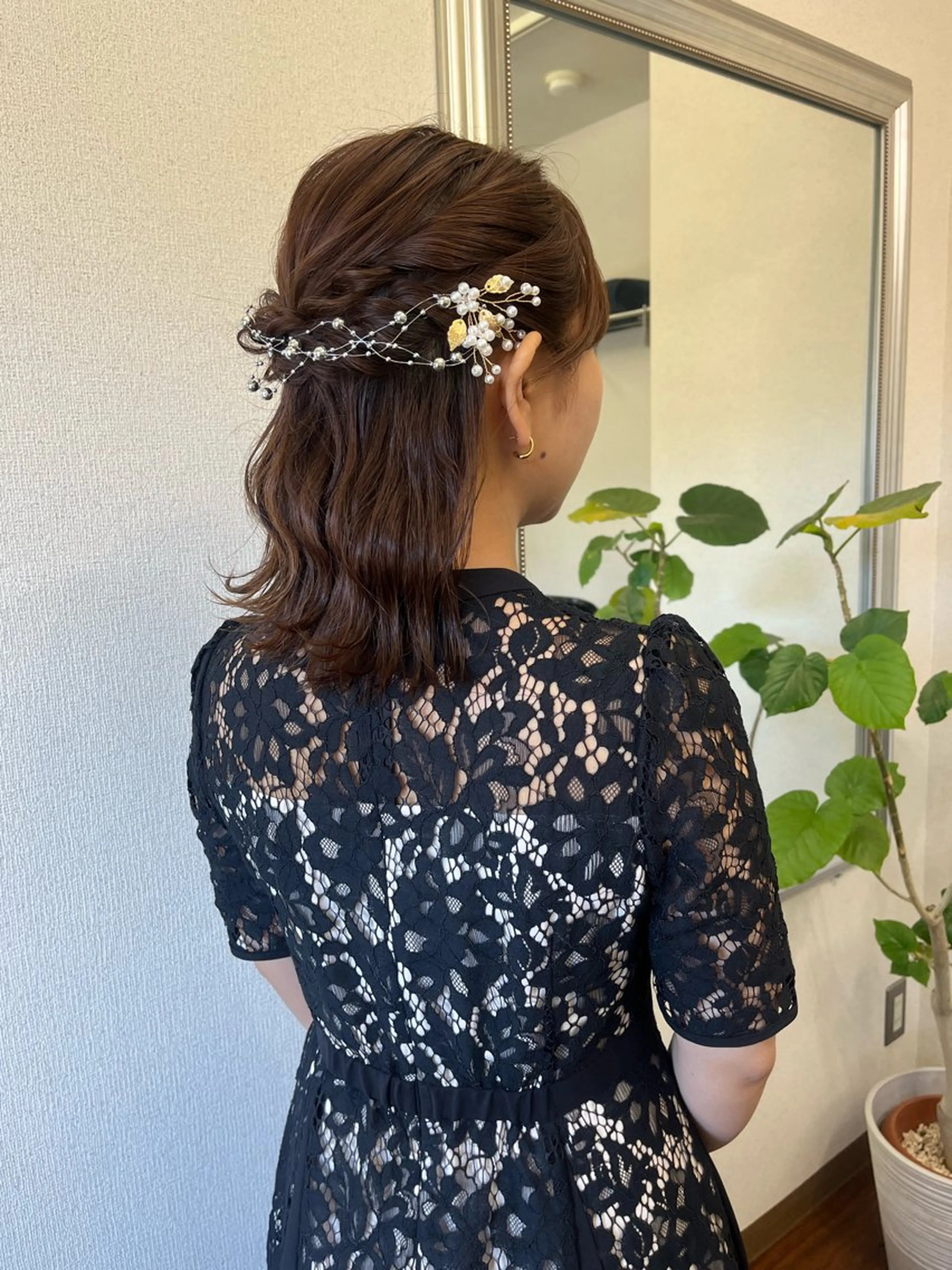 ミディアム カラー パーマ ヘアアレンジ ハーフアップ ボブ カチューシャ ヘアセット 隠れ家サロンso you所属・yukimi .のヘアスタイル