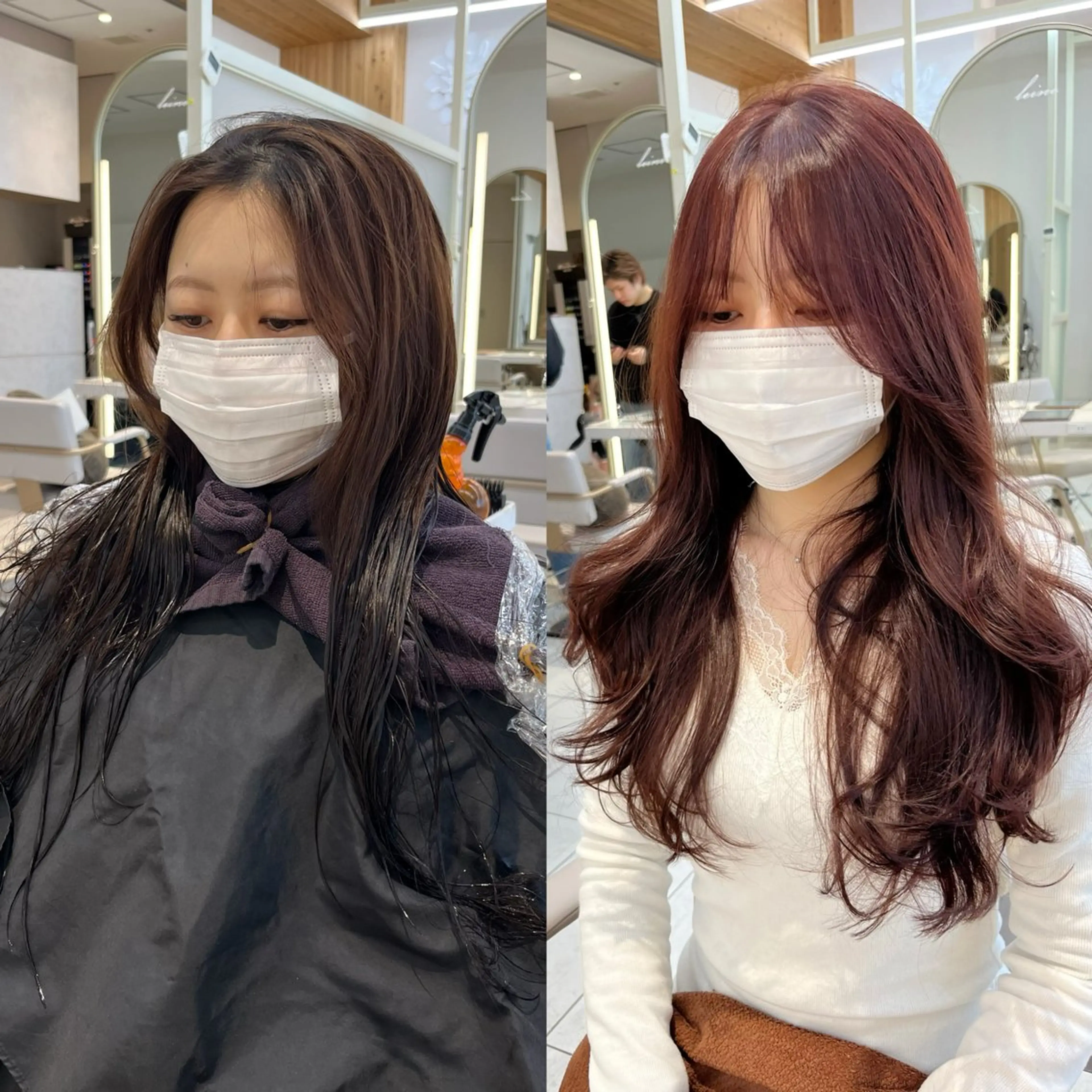 ロング カラー 似合わせレイヤー 透明感カラーのヘアスタイル