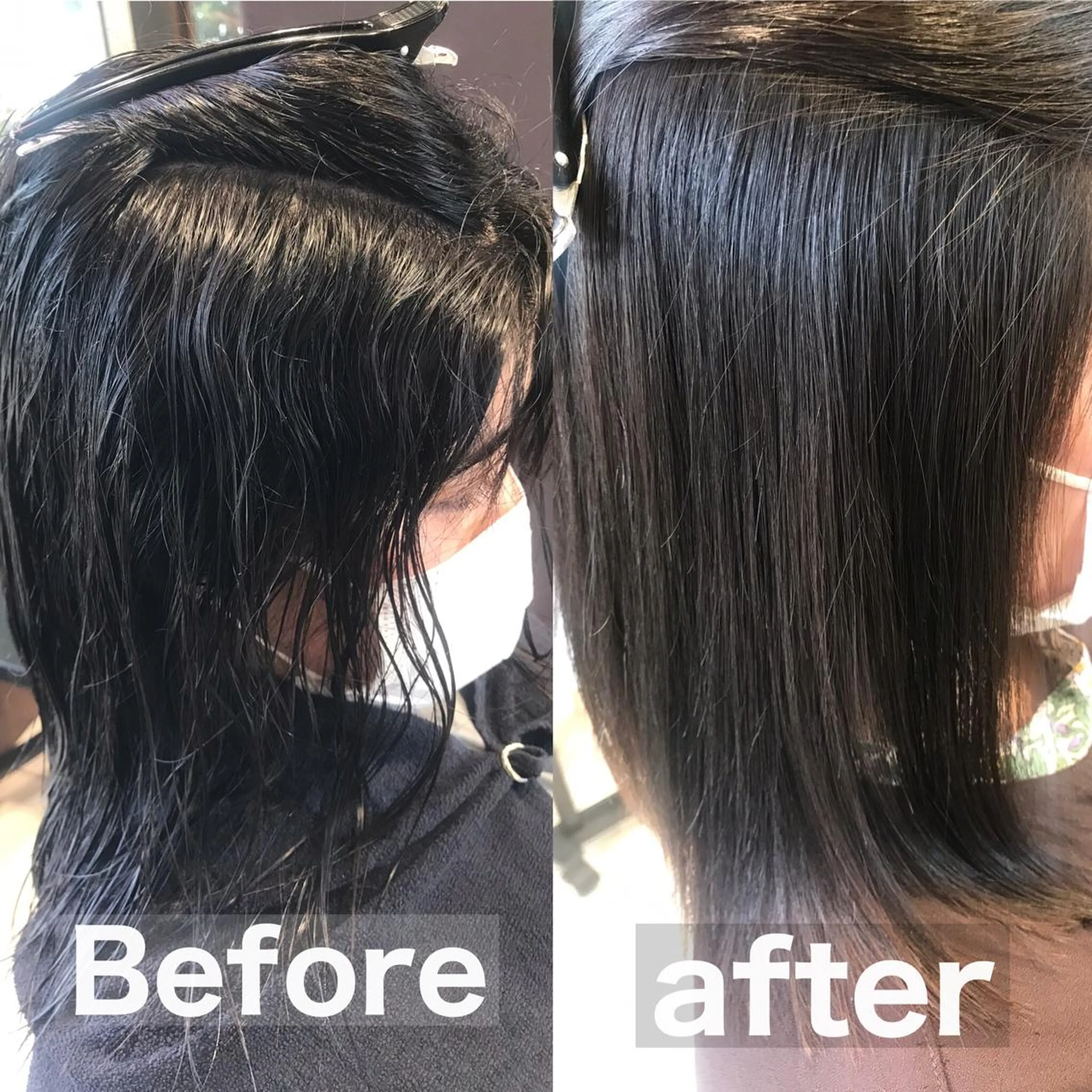 セミロング 縮毛矯正 下條 真のヘアスタイル