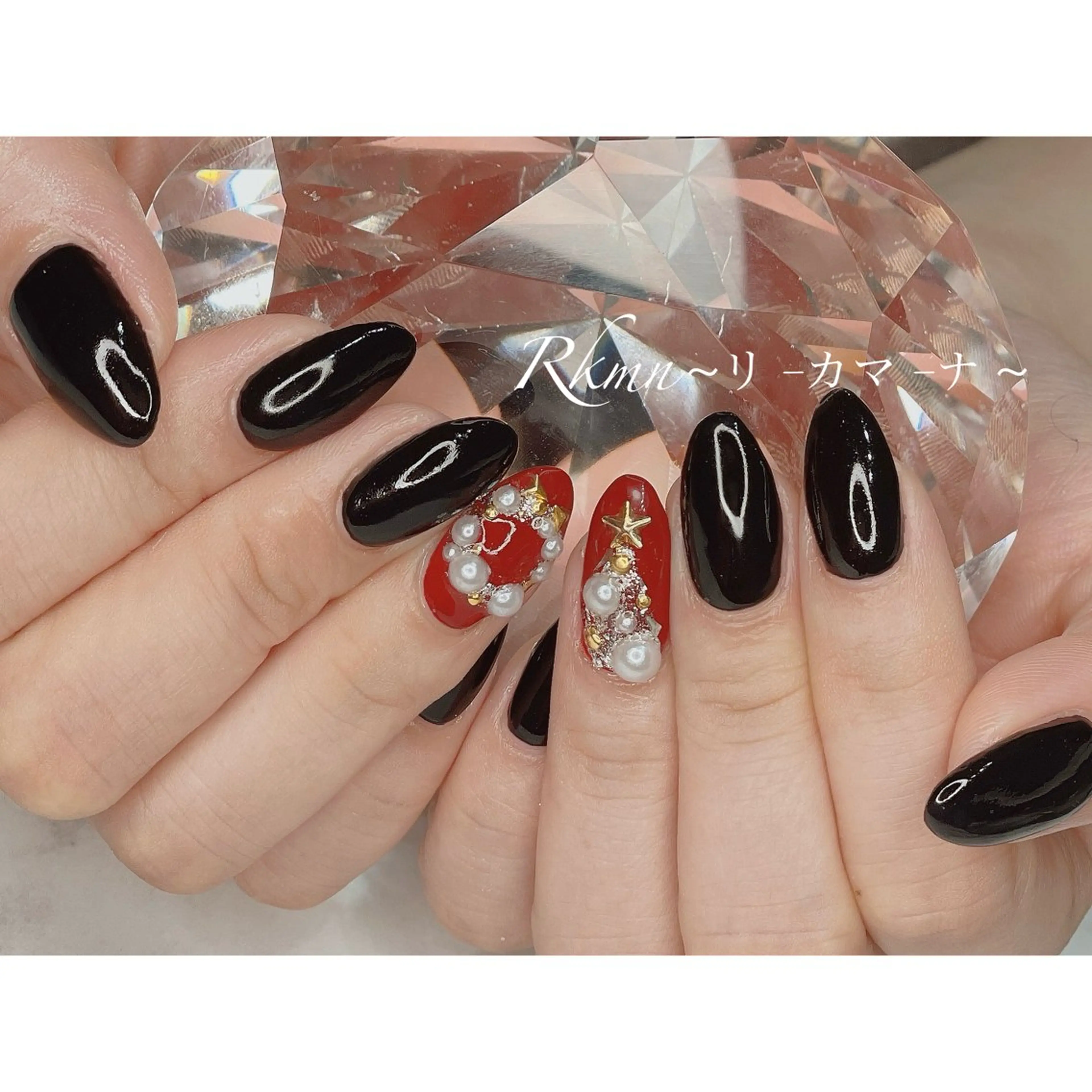 ネイル アートネイル 赤色 春ネイル 冬ネイル クリスマス ハンドネイル フットネイル ハンドケア Rkmn ~リ-カマ-ナ~のネイルデザイン