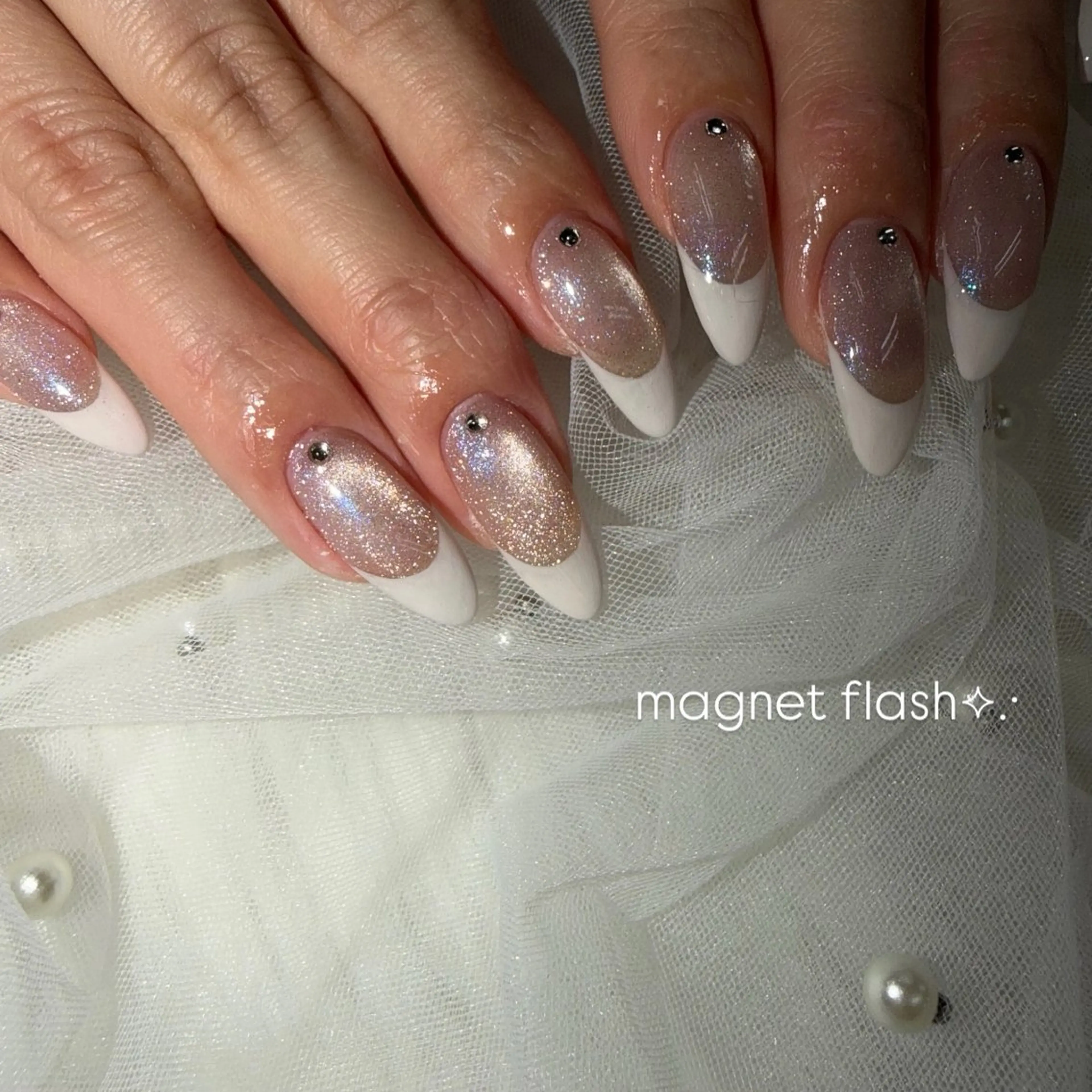 ネイル フラッシュネイル マグネットネイル ハンドネイル tener 🧋yume🧋のネイルデザイン