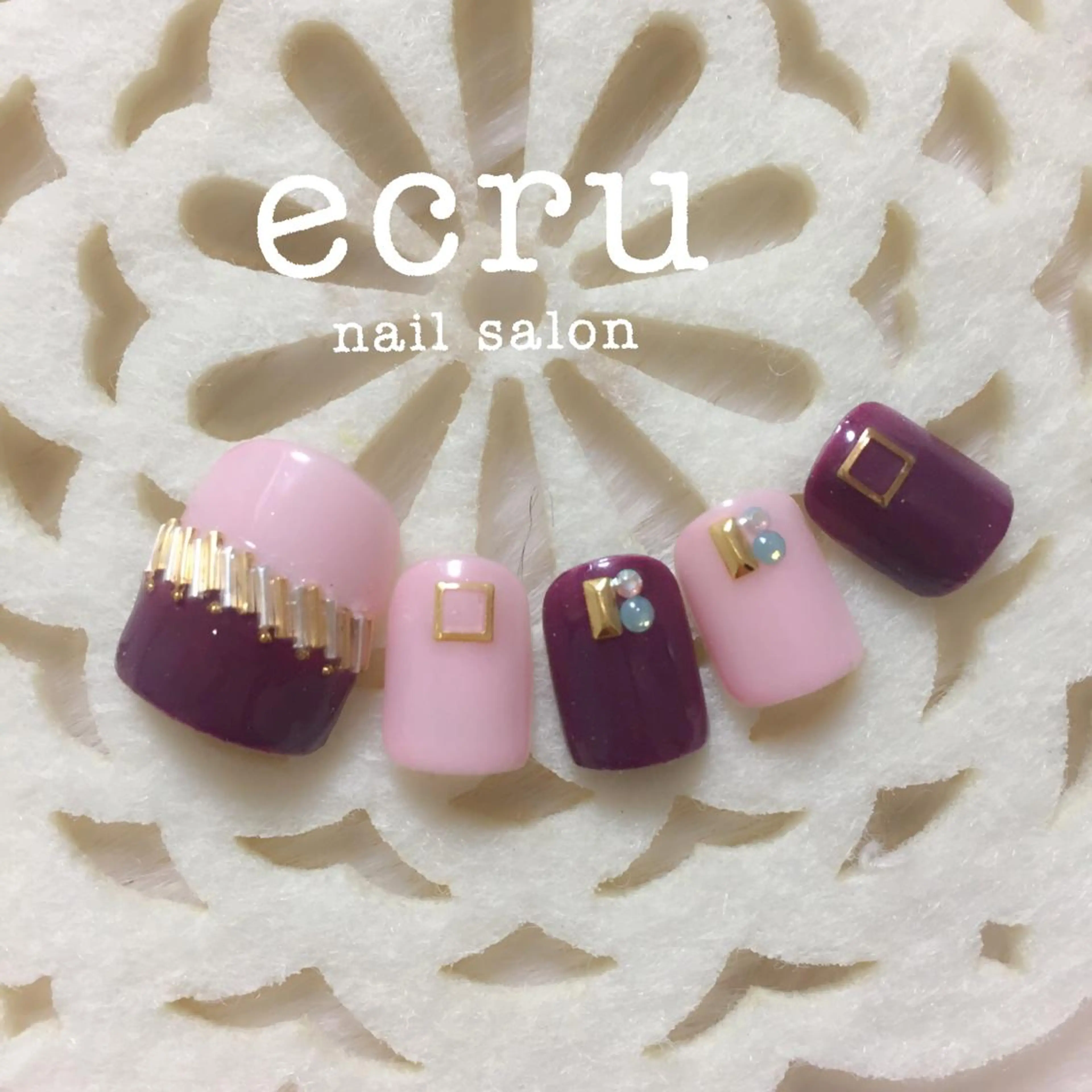 ネイル アートネイル ジェルネイル ストーンネイル ecru nail salon所属・ecru nail 長谷川まきのネイルデザイン