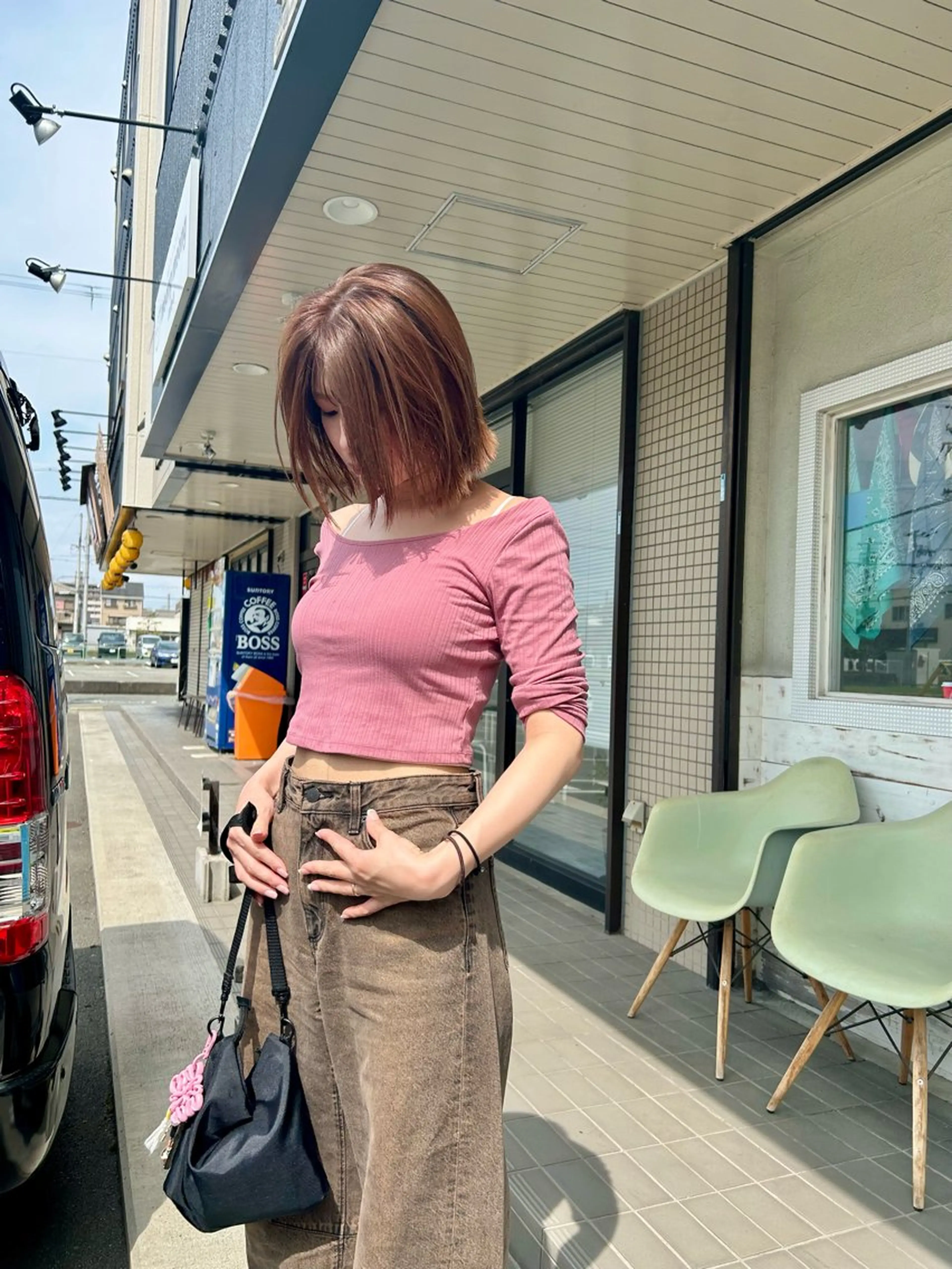 ミディアム カラー 切りっぱなしボブ ボブ Kukuna所属・原田 慎吾のヘアスタイル