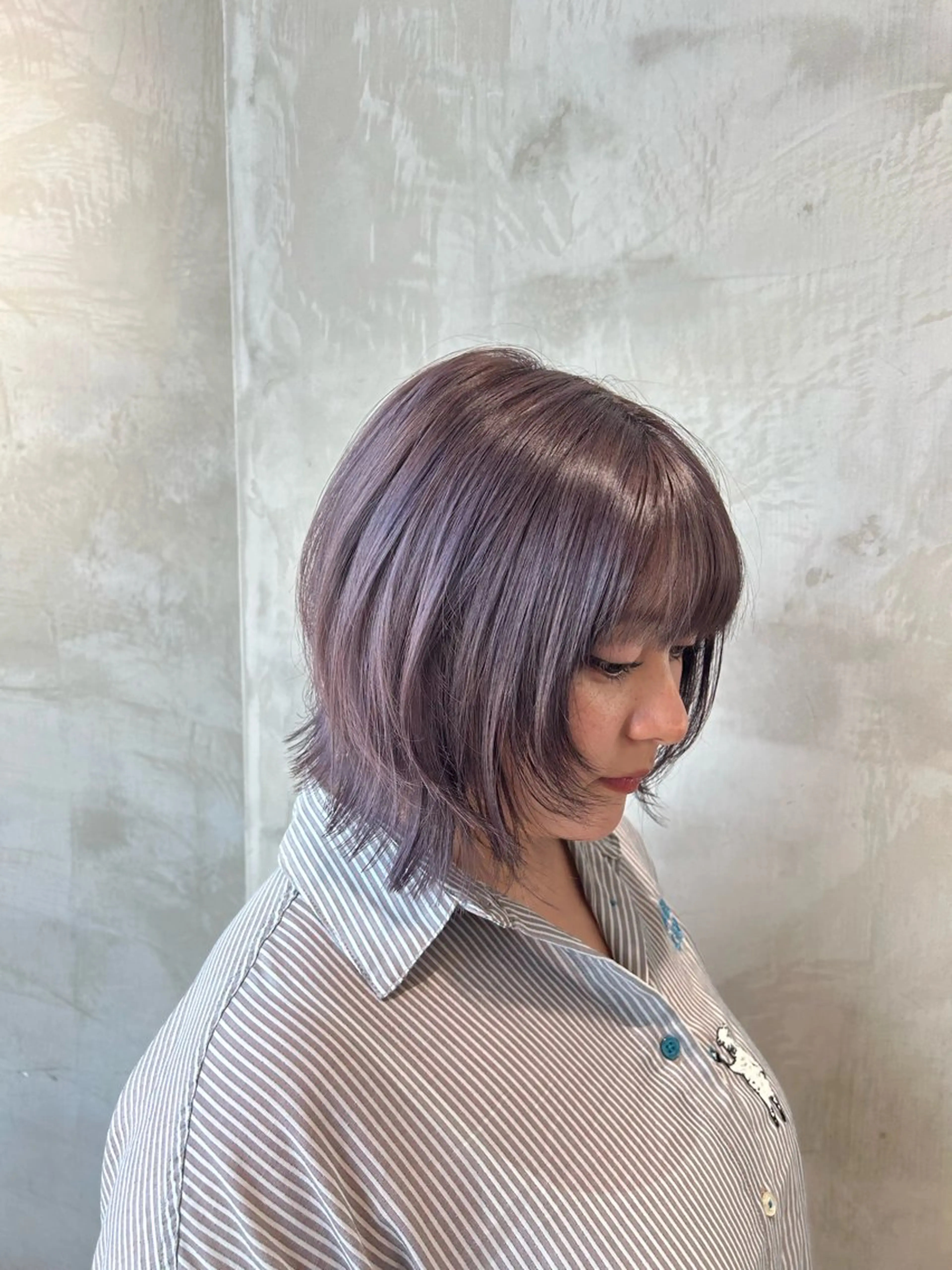 ショート カラー ボブレイヤー ラベンダーカラー ボブ レイヤーカット 渋谷/レイヤーボブ・ 韓国ボブ特化/楓のヘアスタイル