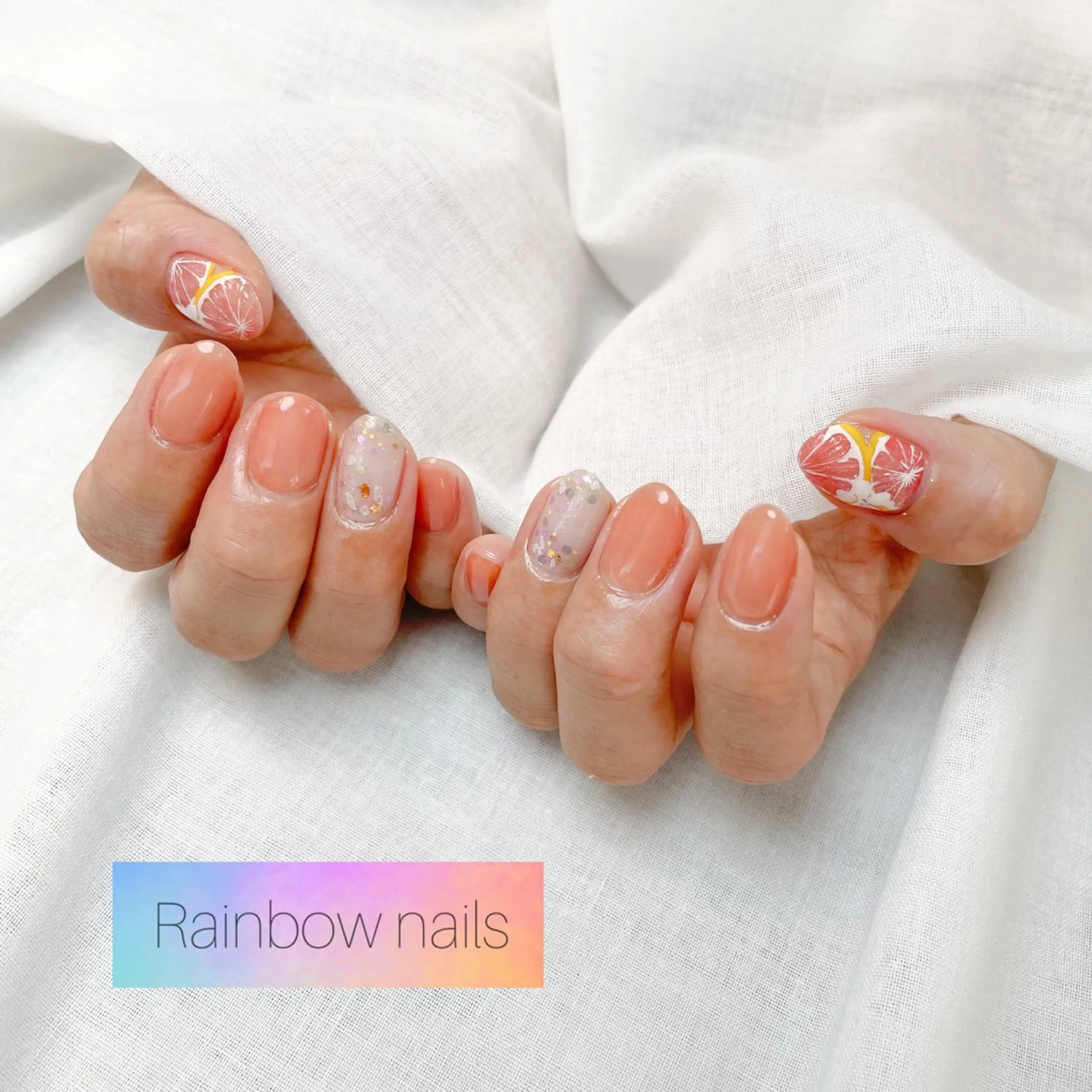 ネイル ハンドネイル Rainbow nailsくろちゃんのネイルデザイン