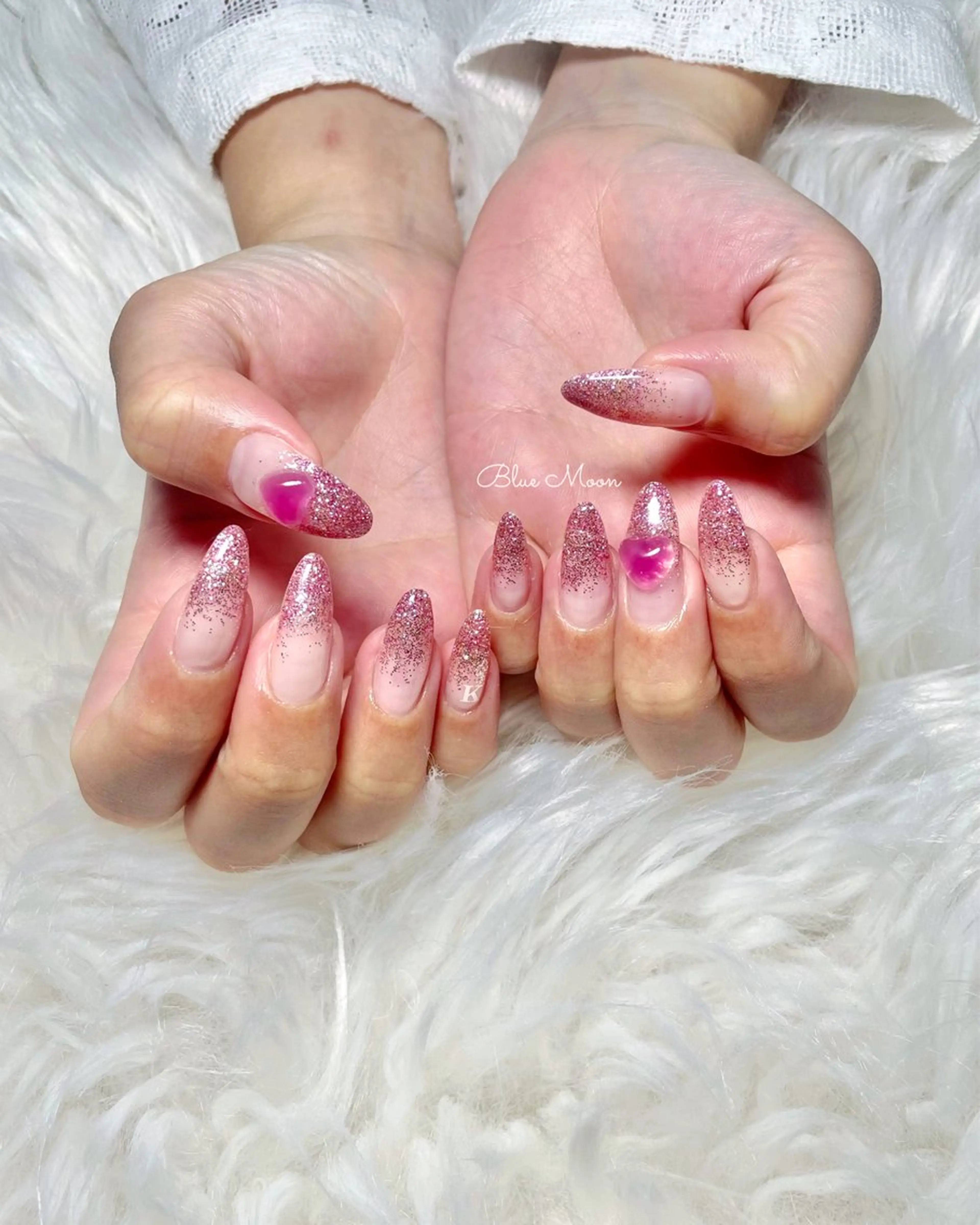 ネイル ハート ハンドネイル ハンドケア nail salon Blue Moonのネイルデザイン