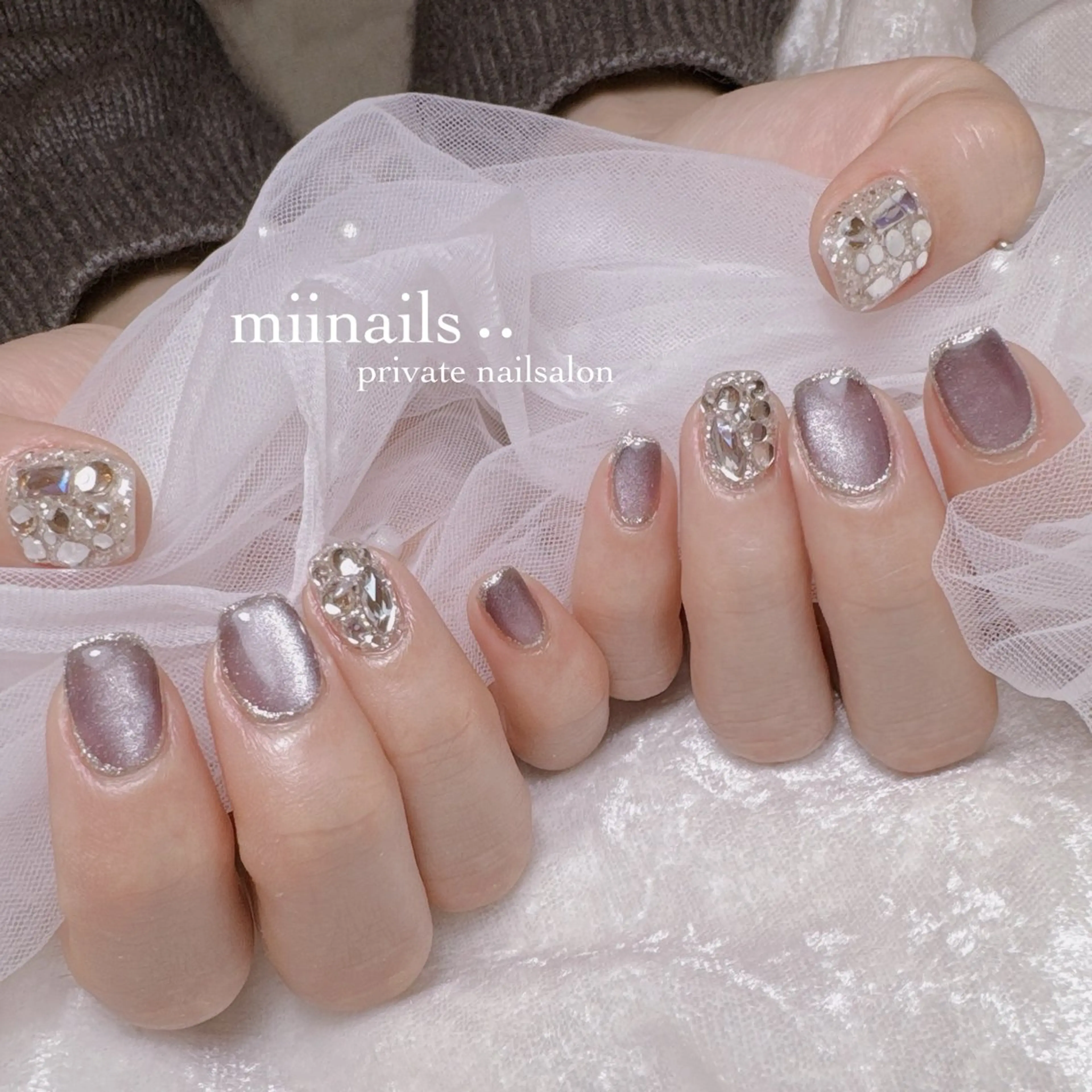 ネイル 韓国ネイル マグネットネイル ワンホンネイル ハンドネイル nailsalon miinailsのネイルデザイン