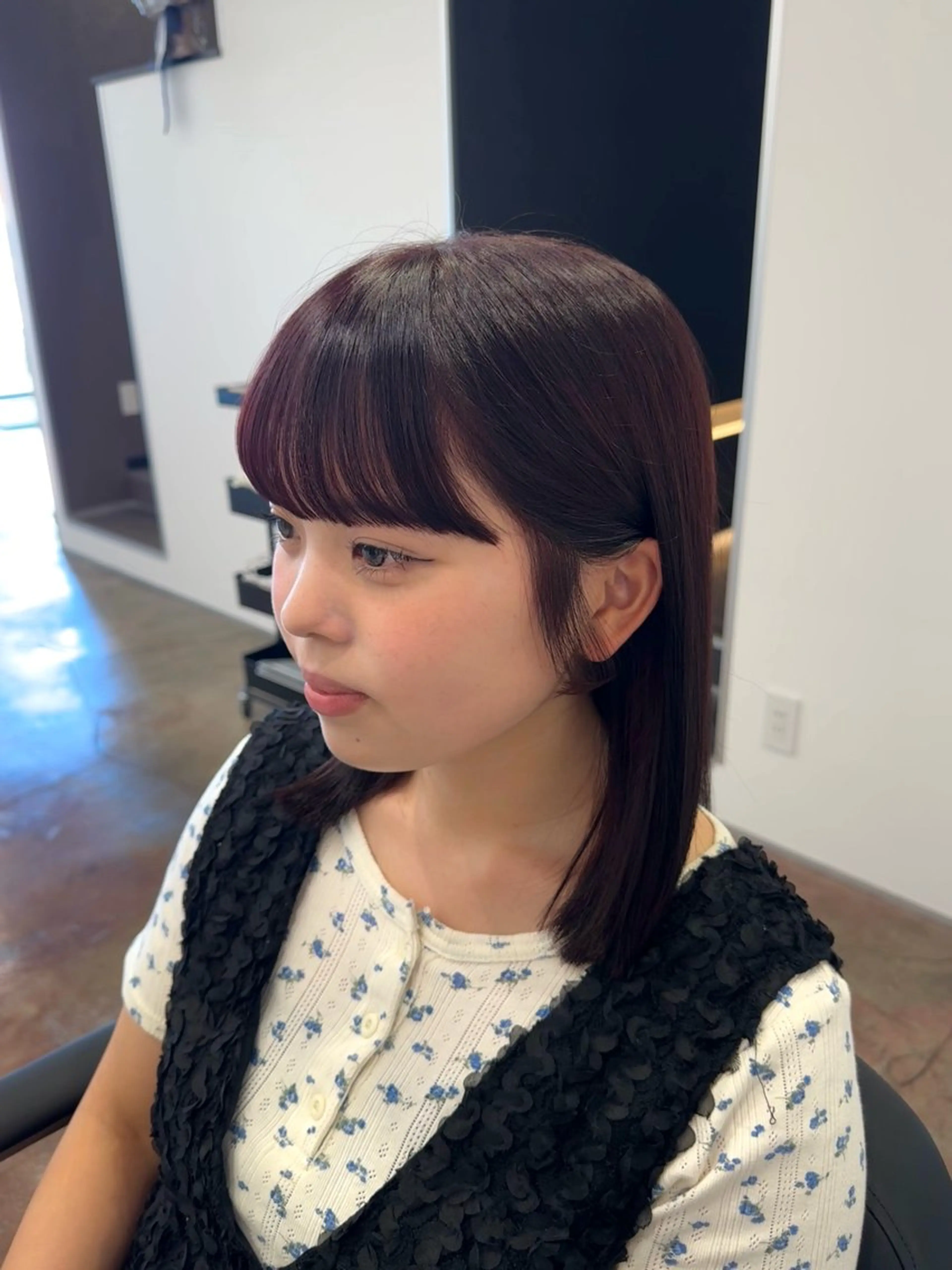 ミディアム ワイドバング ヘアカラー トリートメント 山下 遼香のヘアスタイル