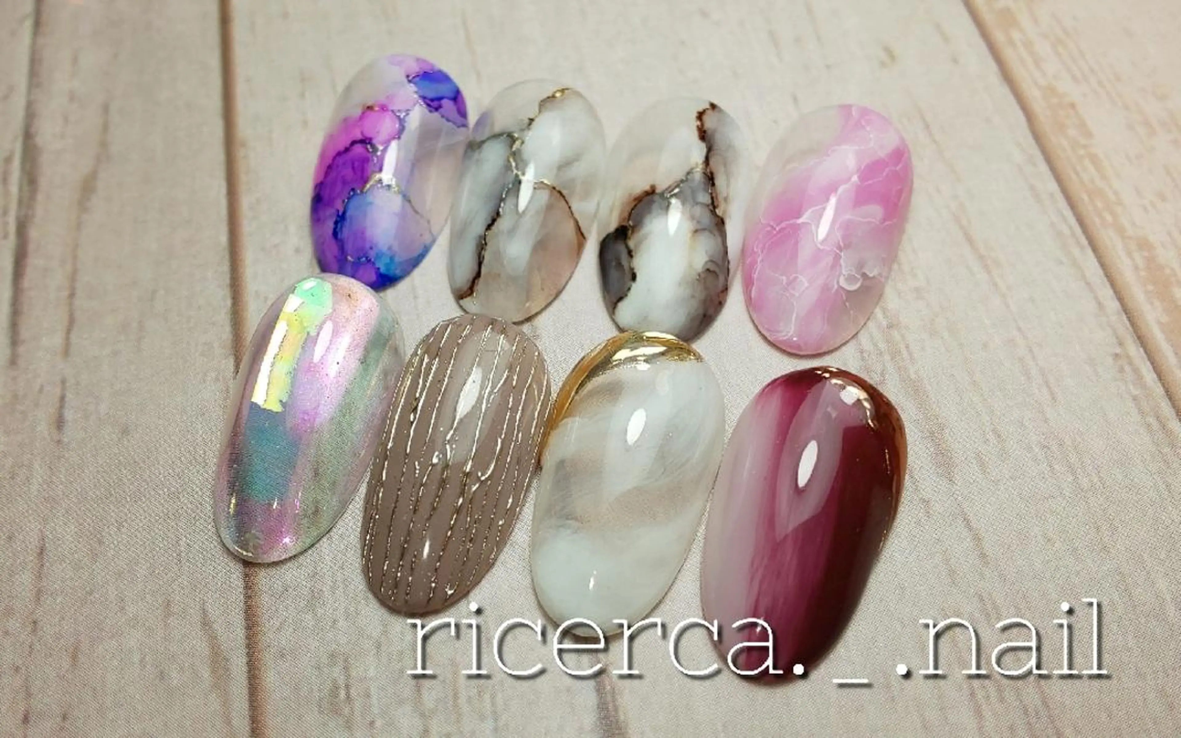 ネイル アートネイル ジェルネイル 氷ネイル・うるうるネイル 大理石ネイル(マーブル) ミラーネイル ricerca._. nail ちゃこのネイルデザイン