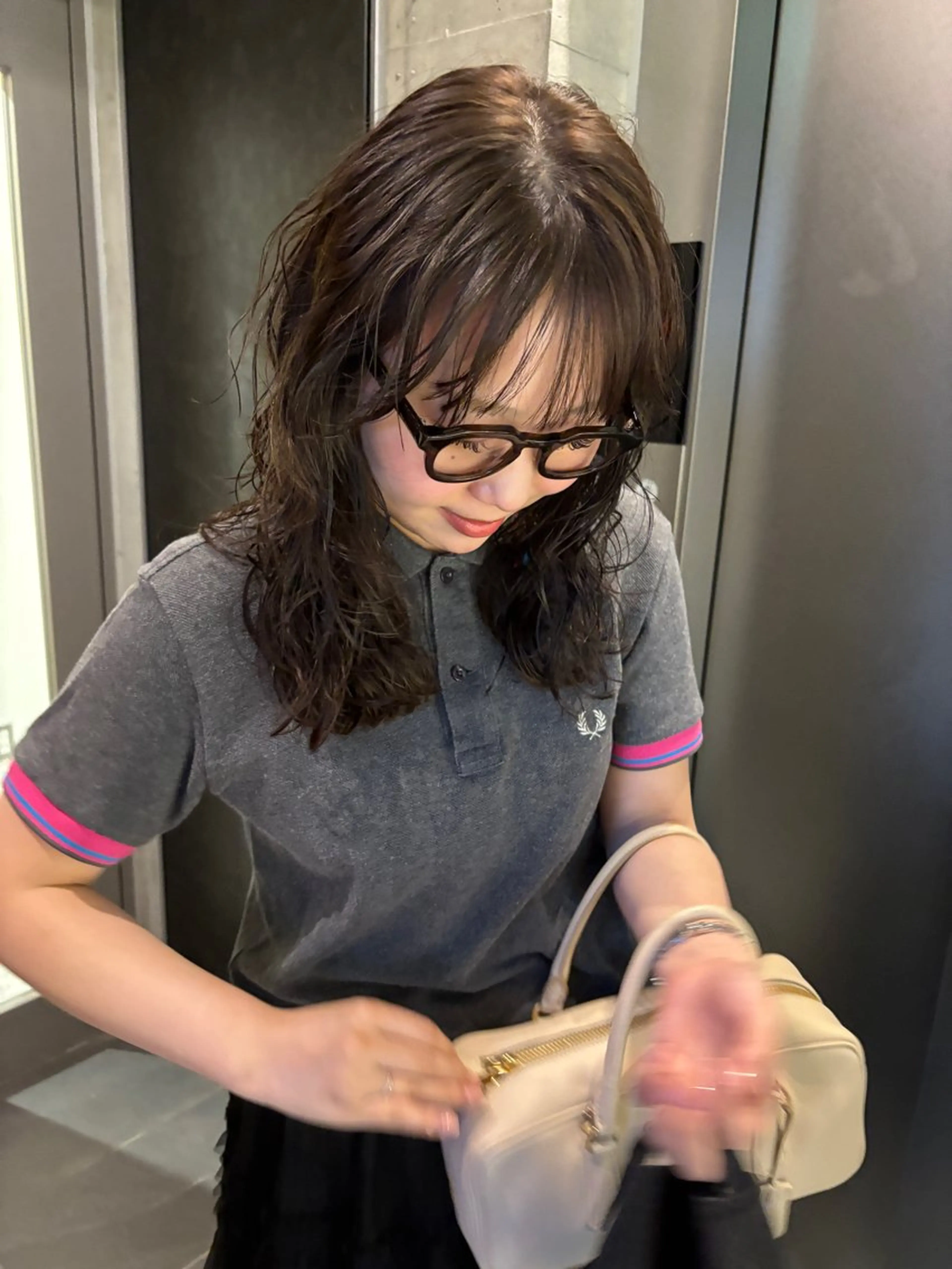 ミディアム パーマ カット ヘアカラー パーマ トリートメント トレンドボブ /ミリヤのヘアスタイル