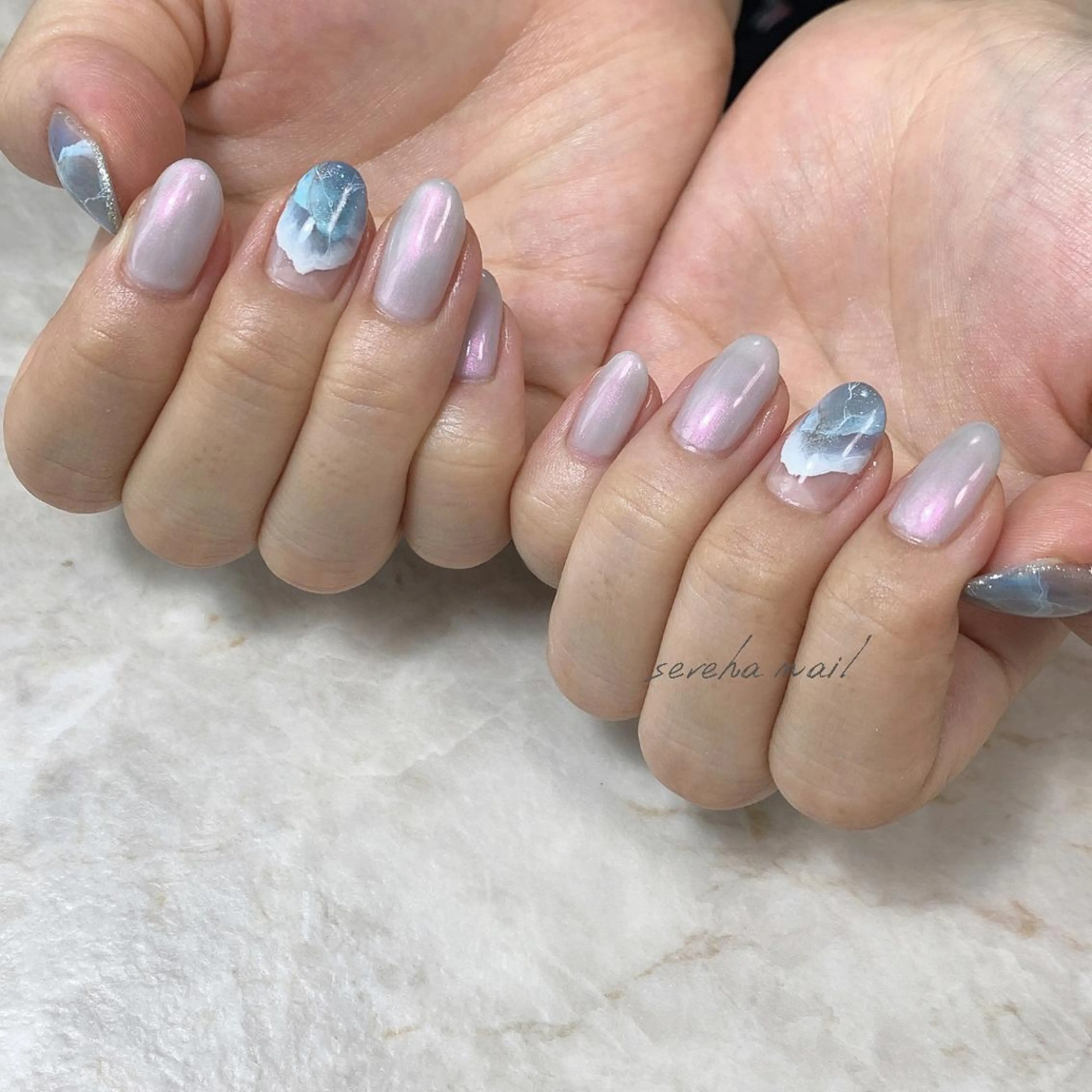 ネイル ブルー sereha nailのネイルデザイン