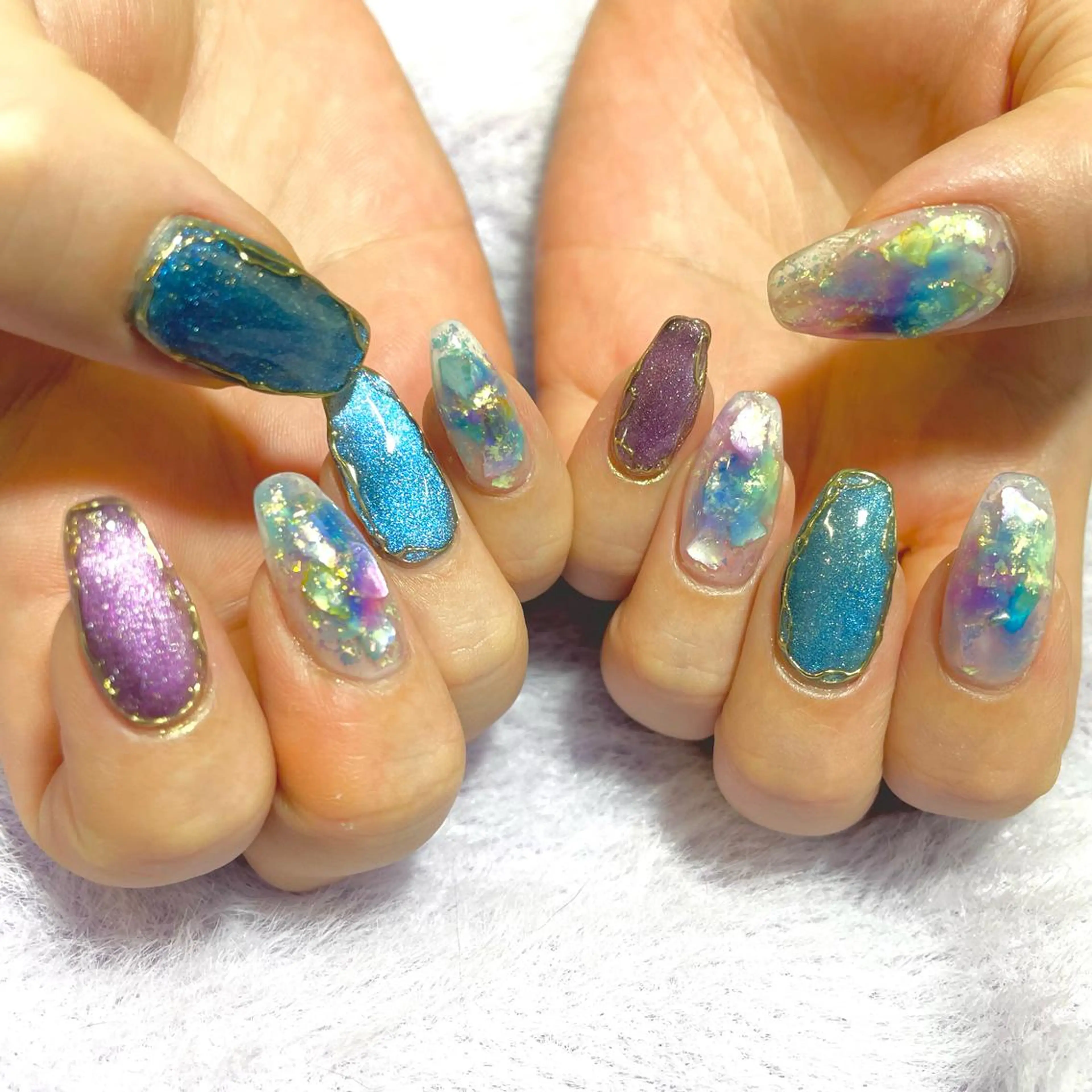 ネイル アートネイル オーロラネイル ジェルネイル 持ち込み ニュアンスネイル J terrace Nailのネイルデザイン