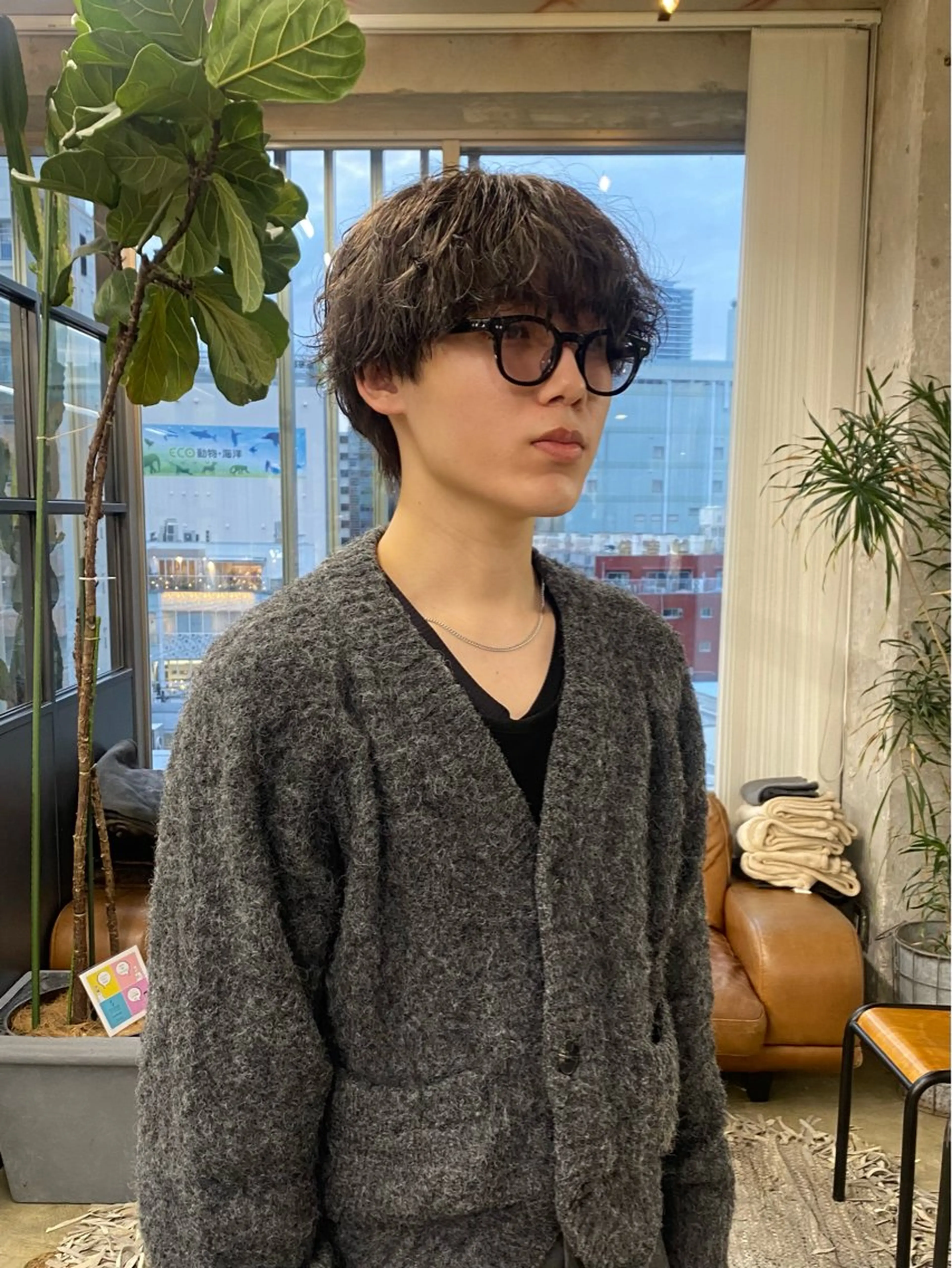 メンズ 暖色カラー/オリーブ /ミニボブ/白柳美空のヘアスタイル